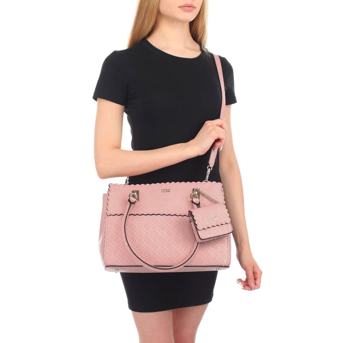 Женская сумка с фирменным тиснением Guess Rayna