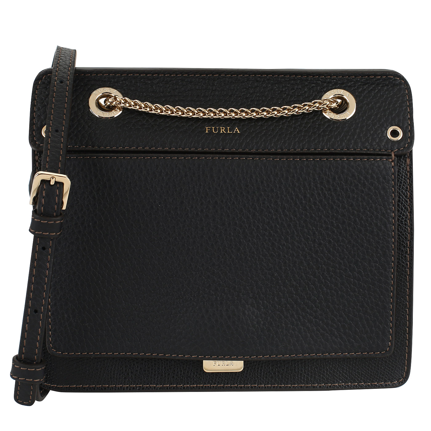 Furla Черная кожаная сумочка через плечо