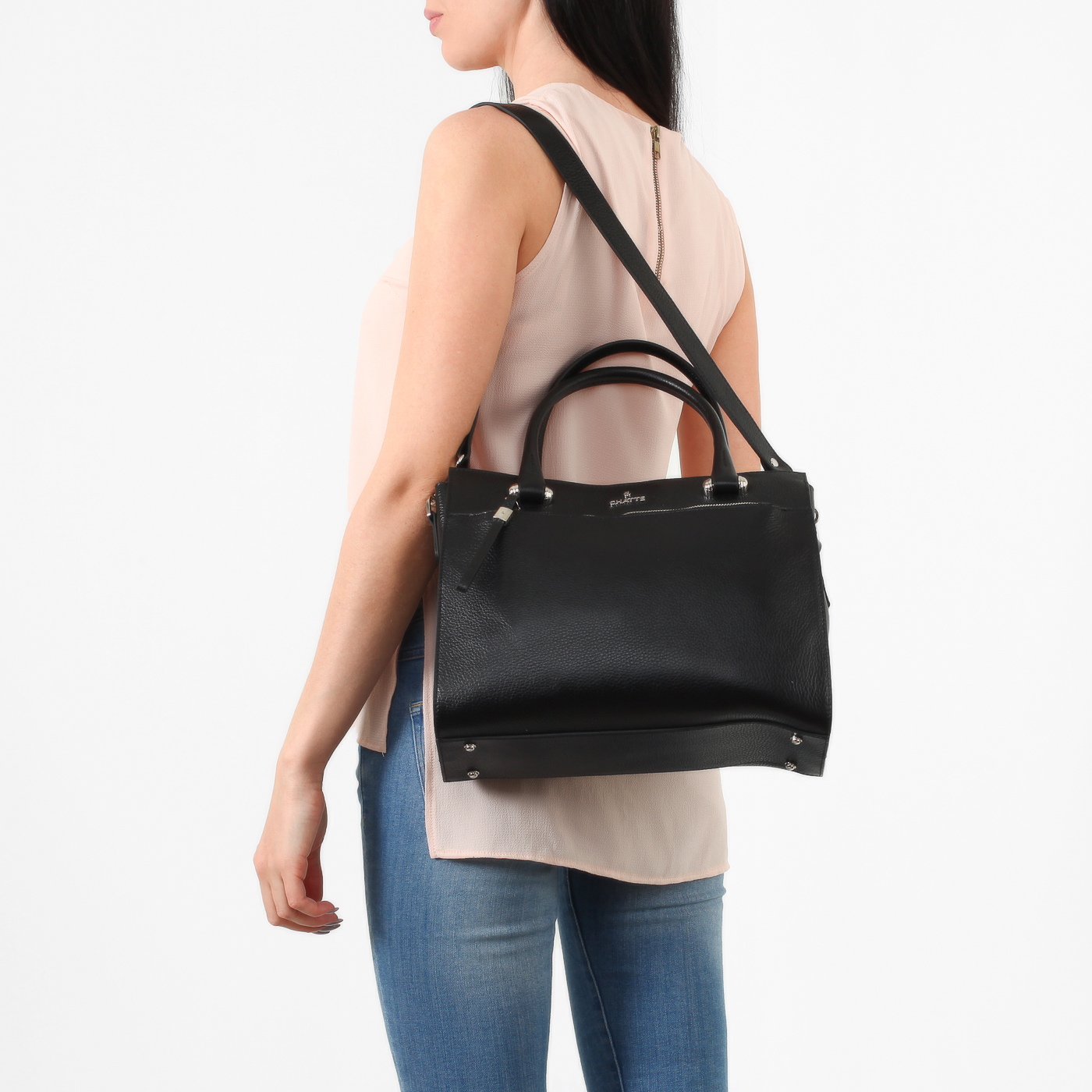 Черная кожаная сумка Chatte Marseille