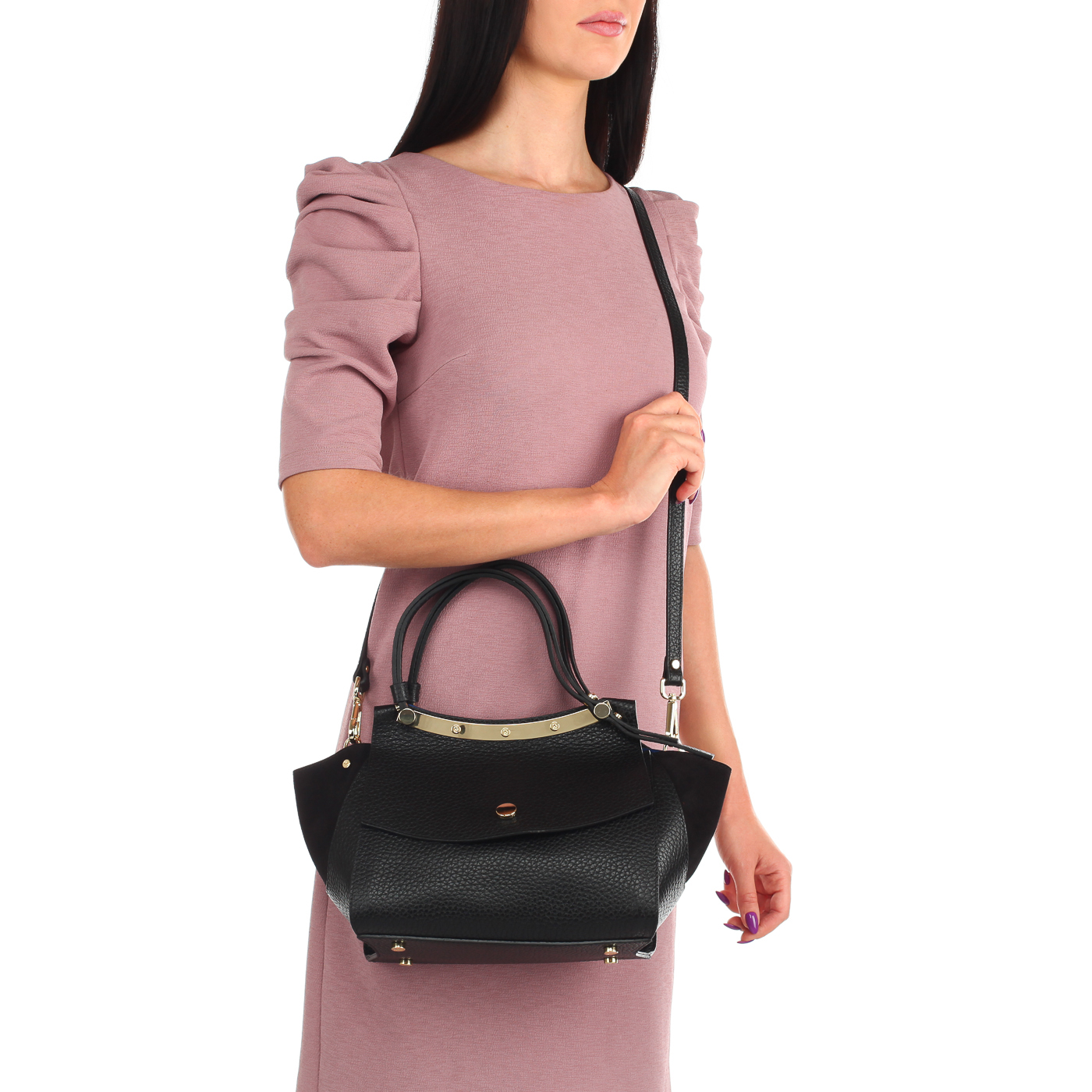 Сумка из кожи и замши Carlo Salvatelli Cervino