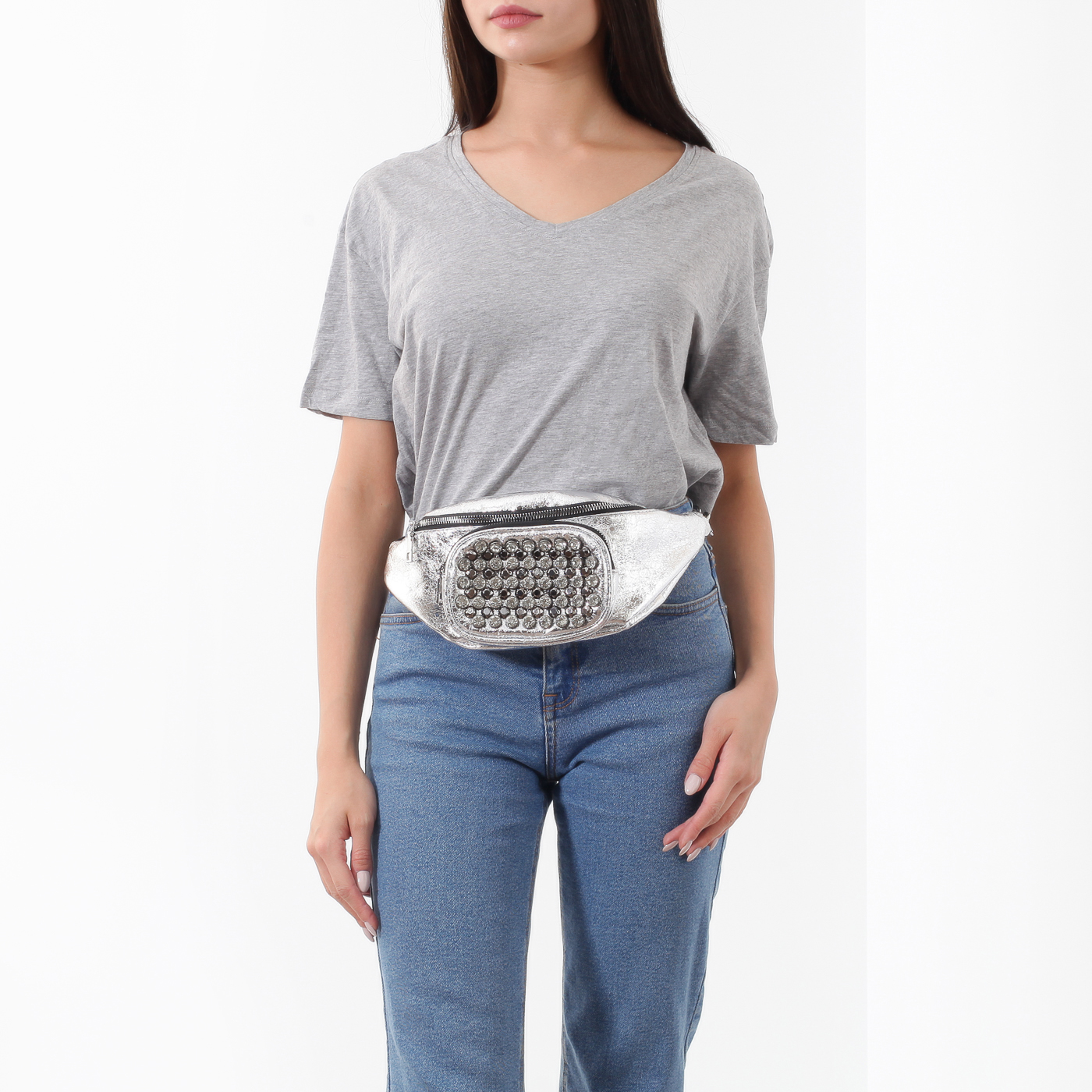 Серебристая поясная сумка Dispacci 