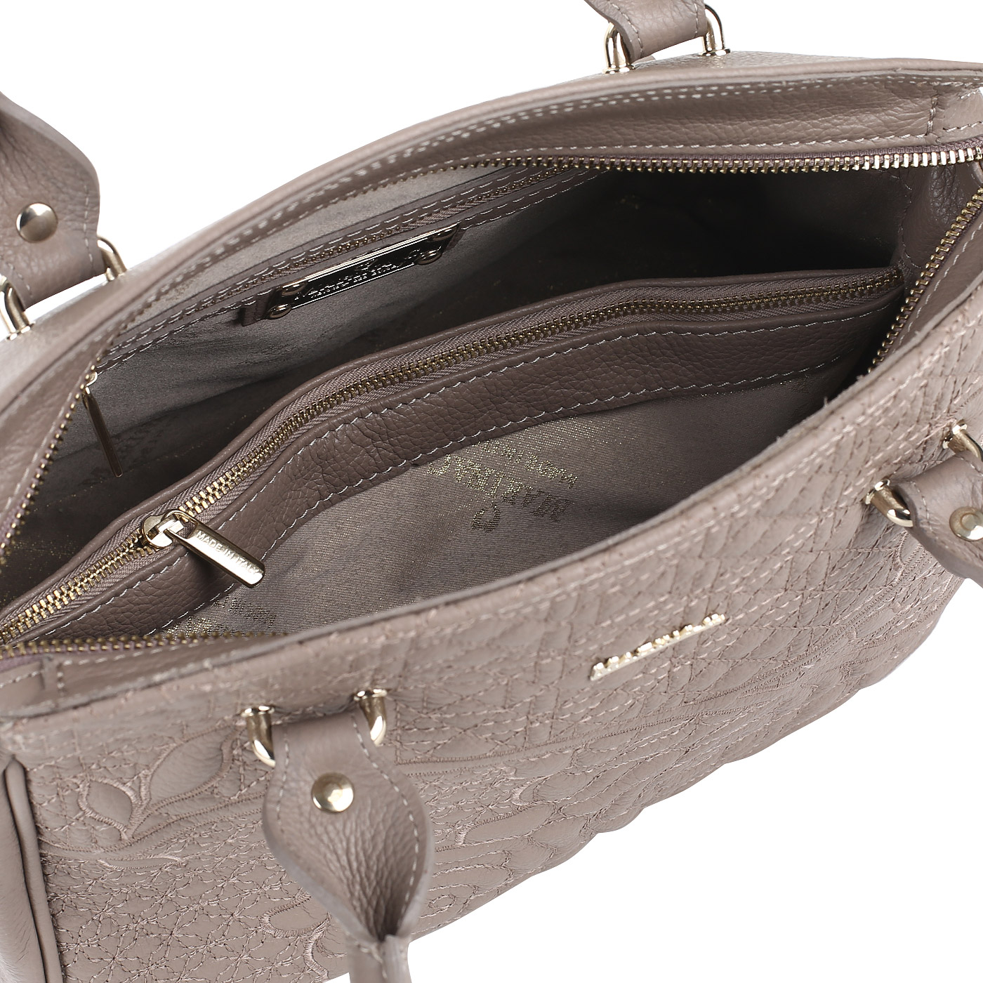 Стеганая кожаная сумка с длинными ручками Marina Creazioni 