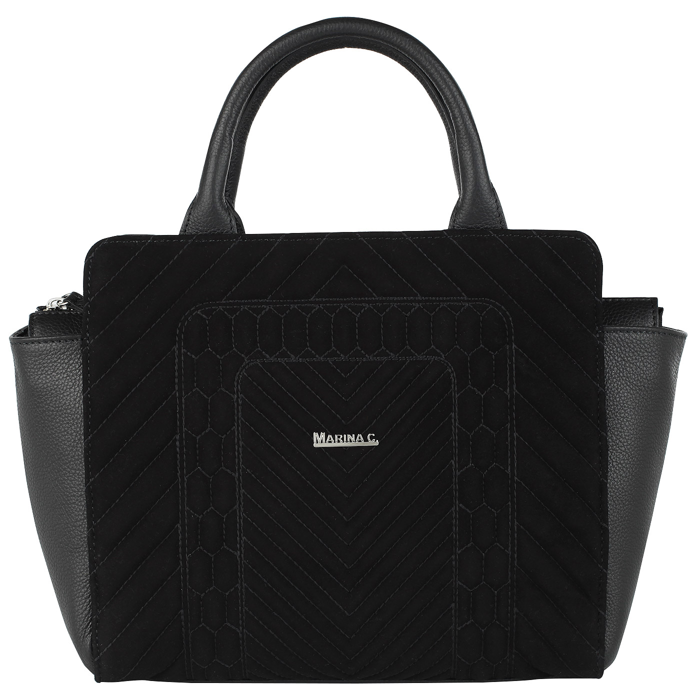 Marina Creazioni Вместительная стеганая сумка из натуральной кожи и замши