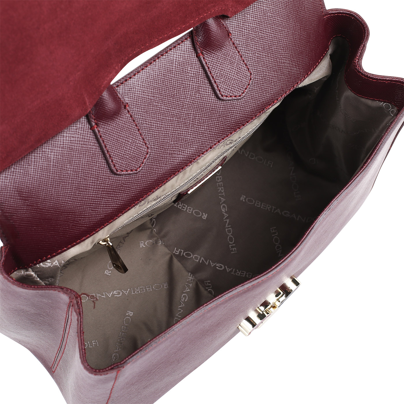 Сумка из натурального сафьяна Roberta Gandolfi Linguine Saffiano