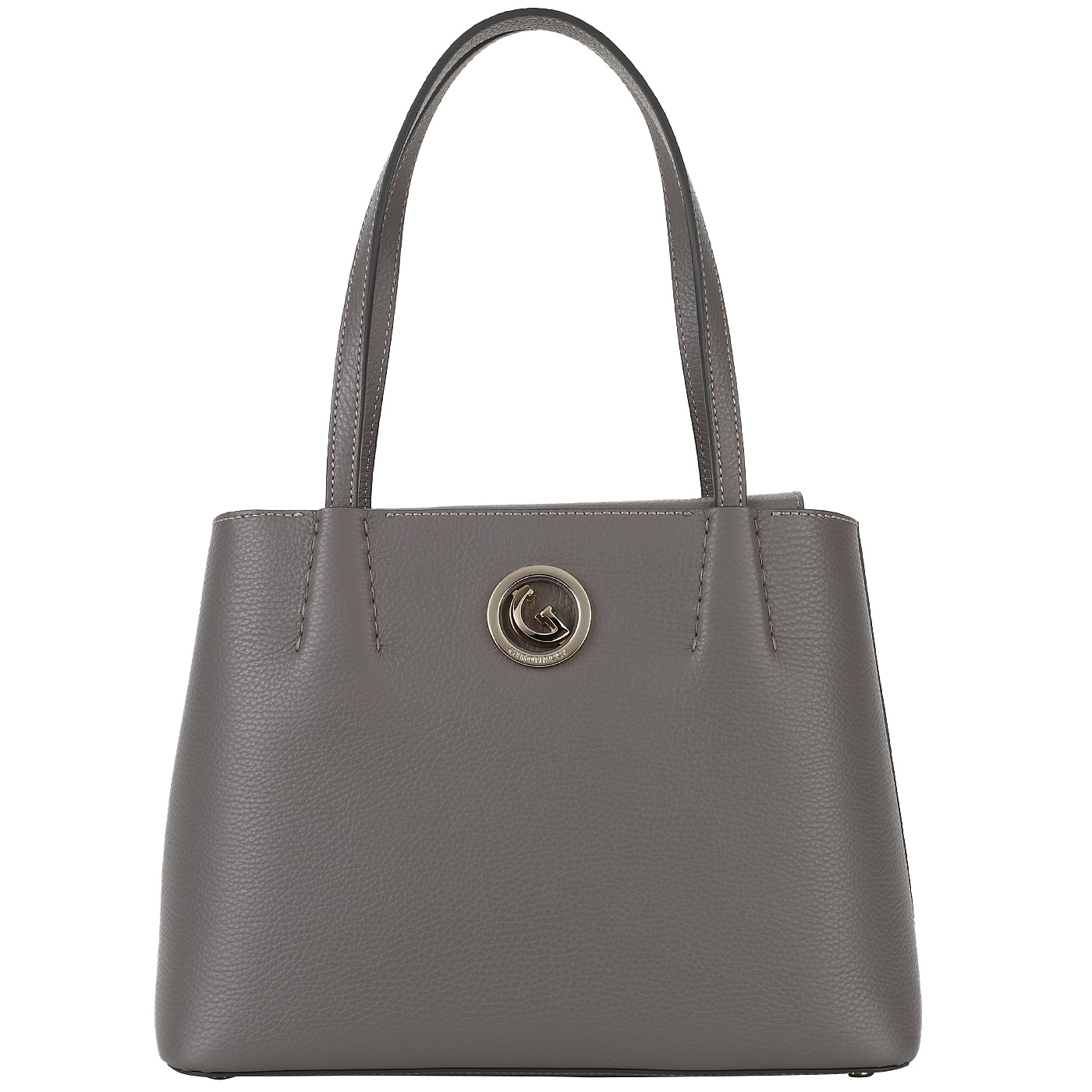 Gironacci Серая кожаная сумка на молнии