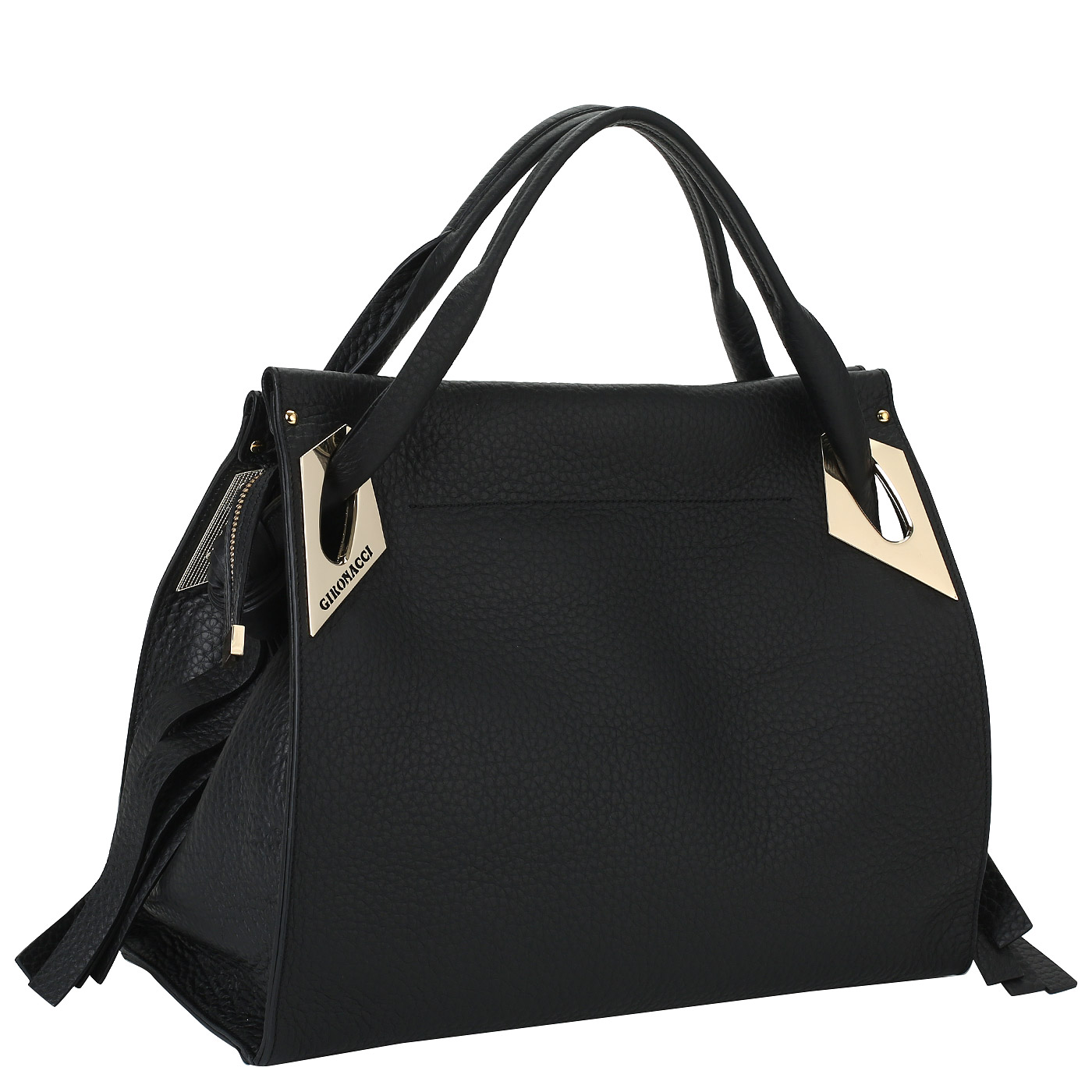 Черная кожаная сумка на двойной молнии Gironacci 