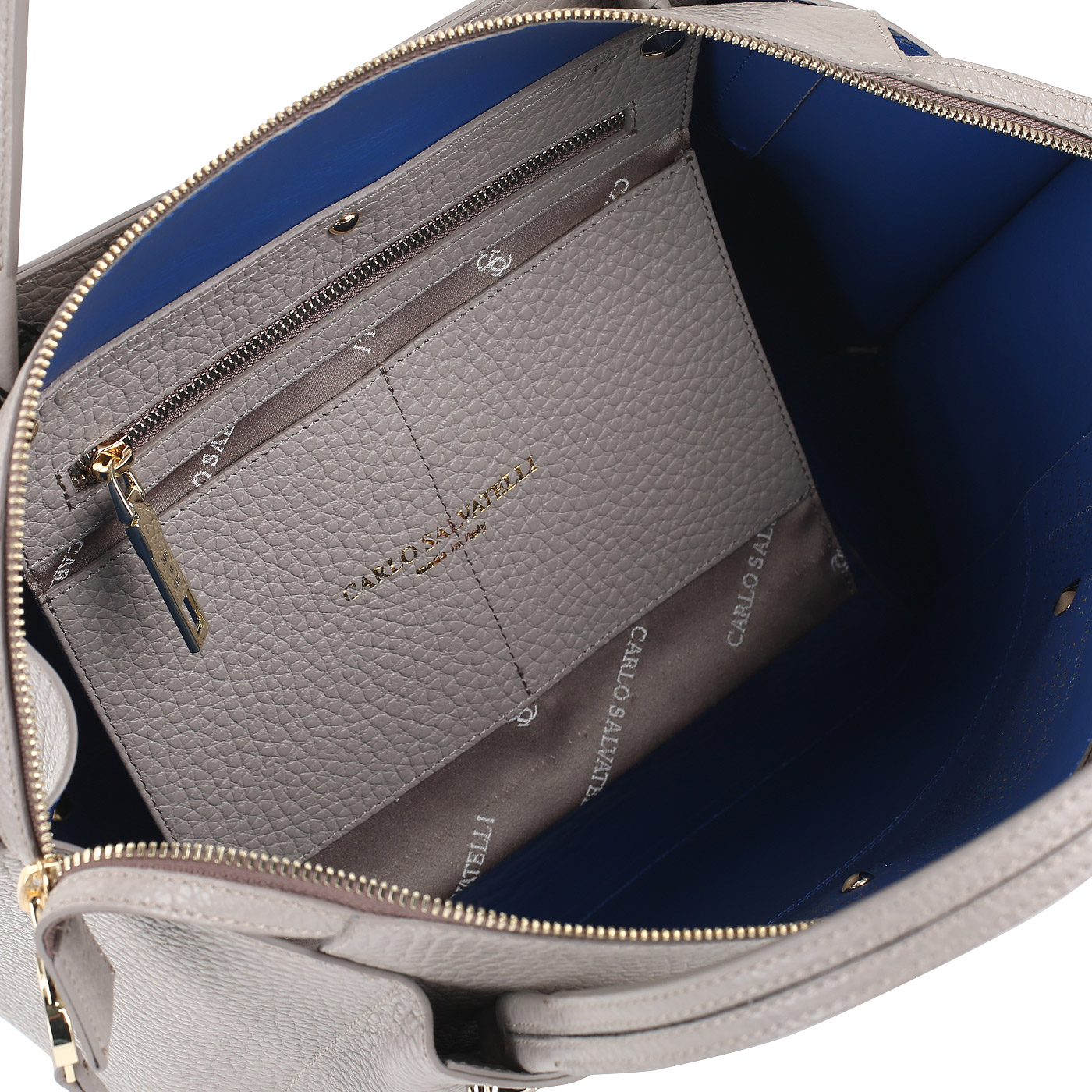 Серая кожаная сумка Carlo Salvatelli Cervino