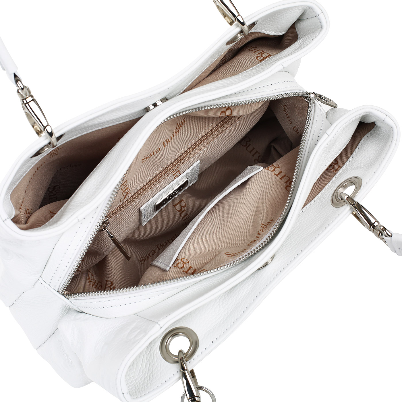 Белая кожаная сумка Sara Burglar Ariel Person