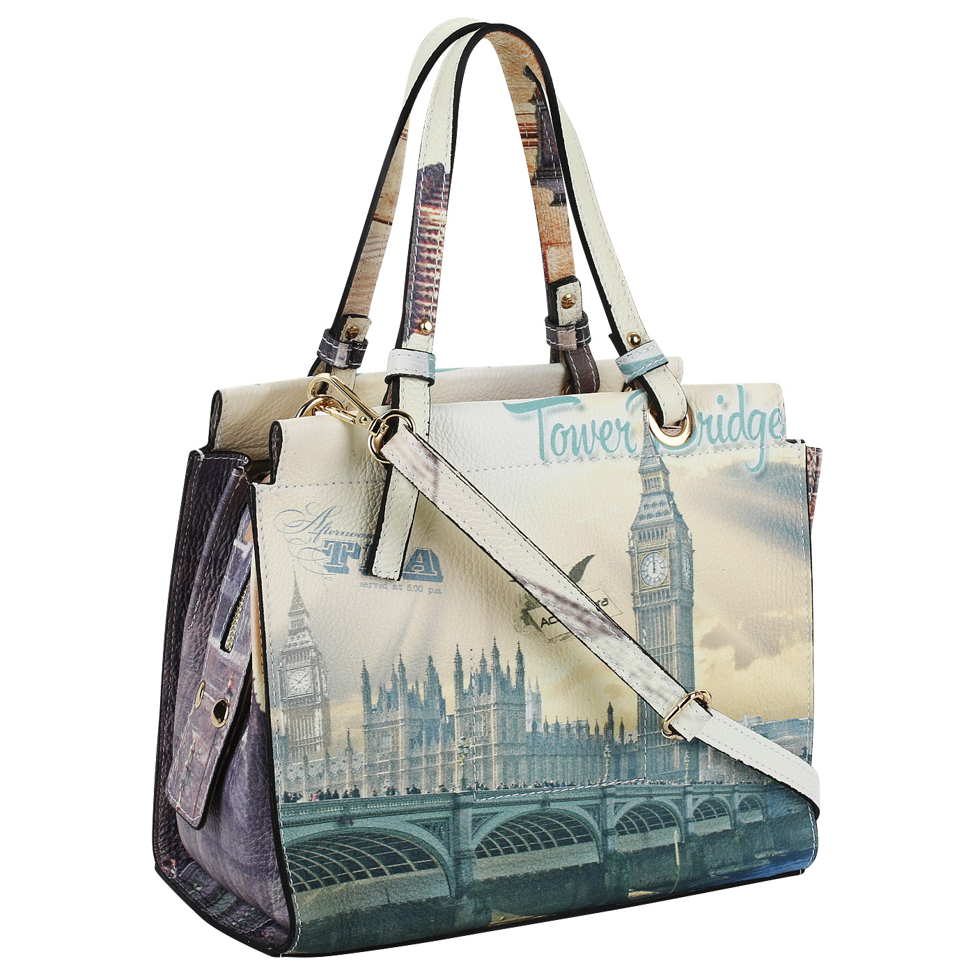 Кожаная сумка с тремя отделами Acquanegra London