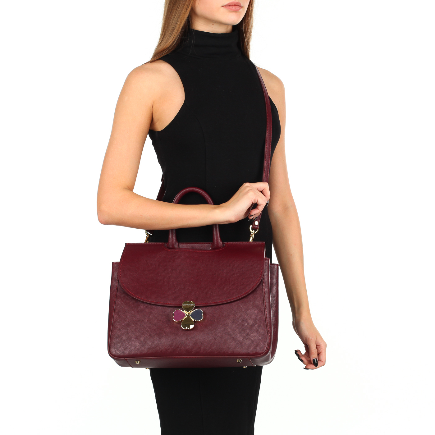 Сумка из натурального сафьяна Roberta Gandolfi Linguine Saffiano