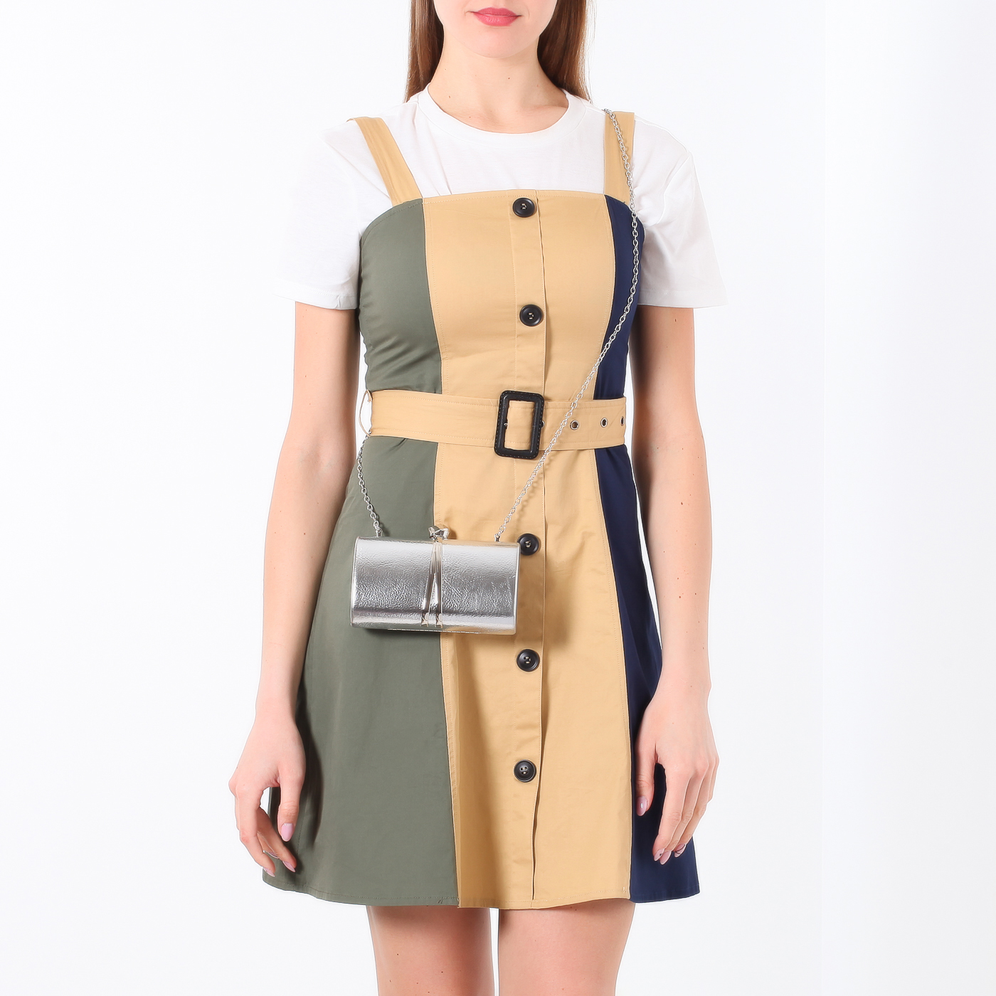 Серебристая сумочка с цепочкой Roccobarocco Kho