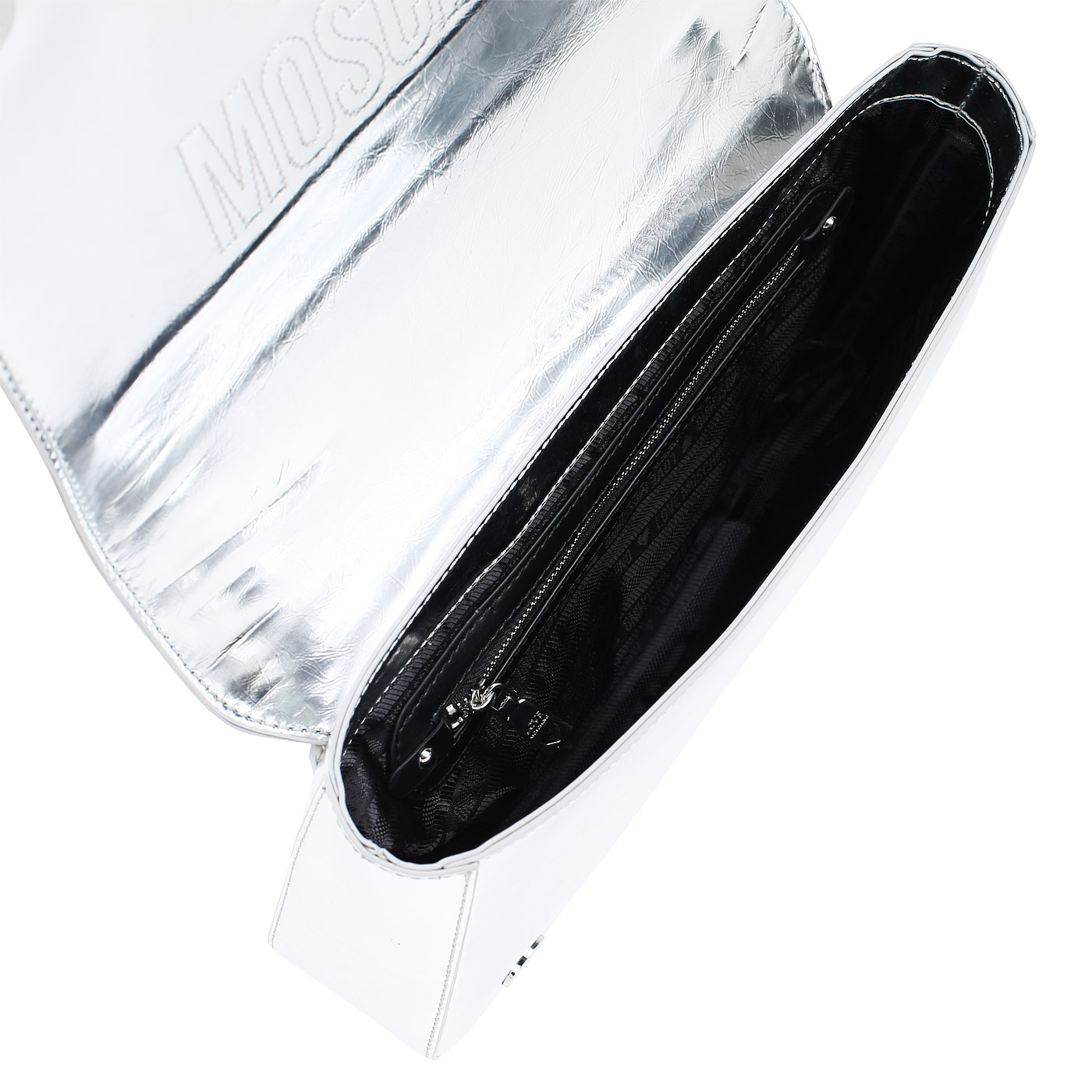 Серебристая женская сумочка с глиттером Love Moschino Sparkling