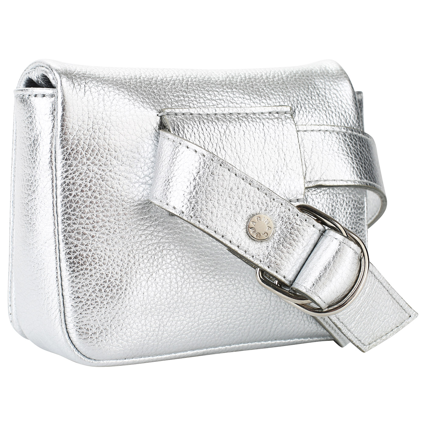 Поясная сумочка из серебристой кожи Marina Creazioni 