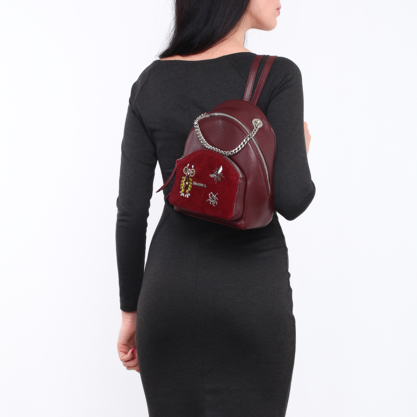 Рюкзак из кожи и замши Marina Creazioni 