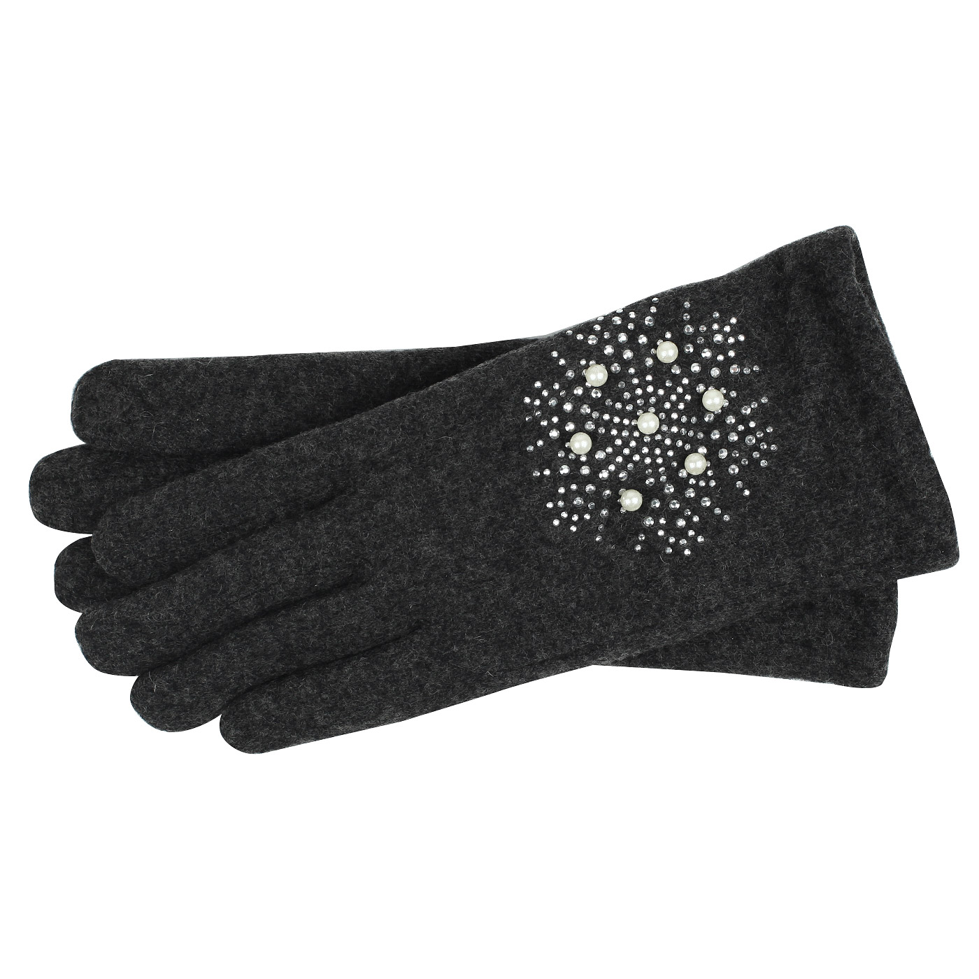 Pia Rossini Женские серые перчатки со стразами