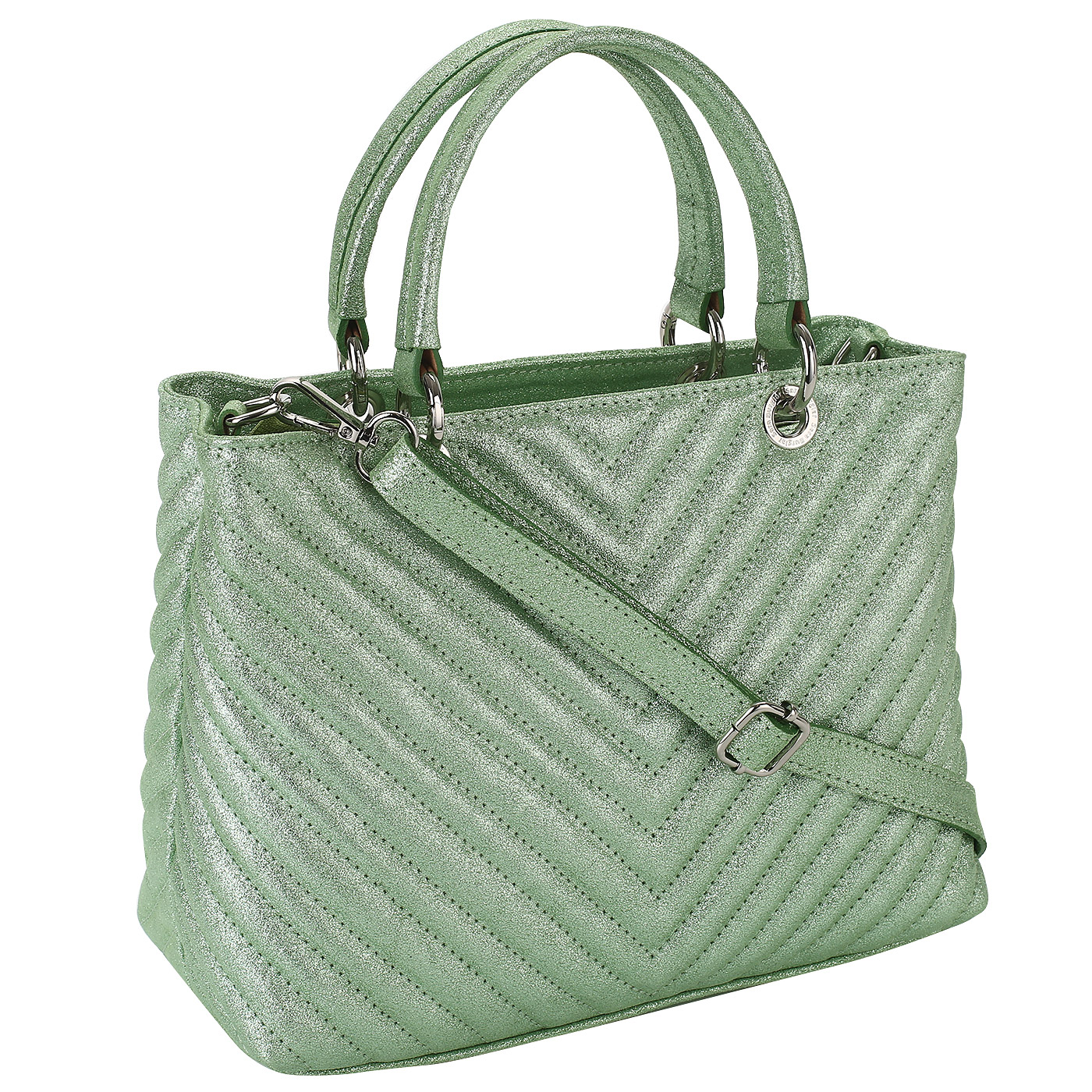 Кожаная сумка с брелоком Sara Burglar Giola Glitter