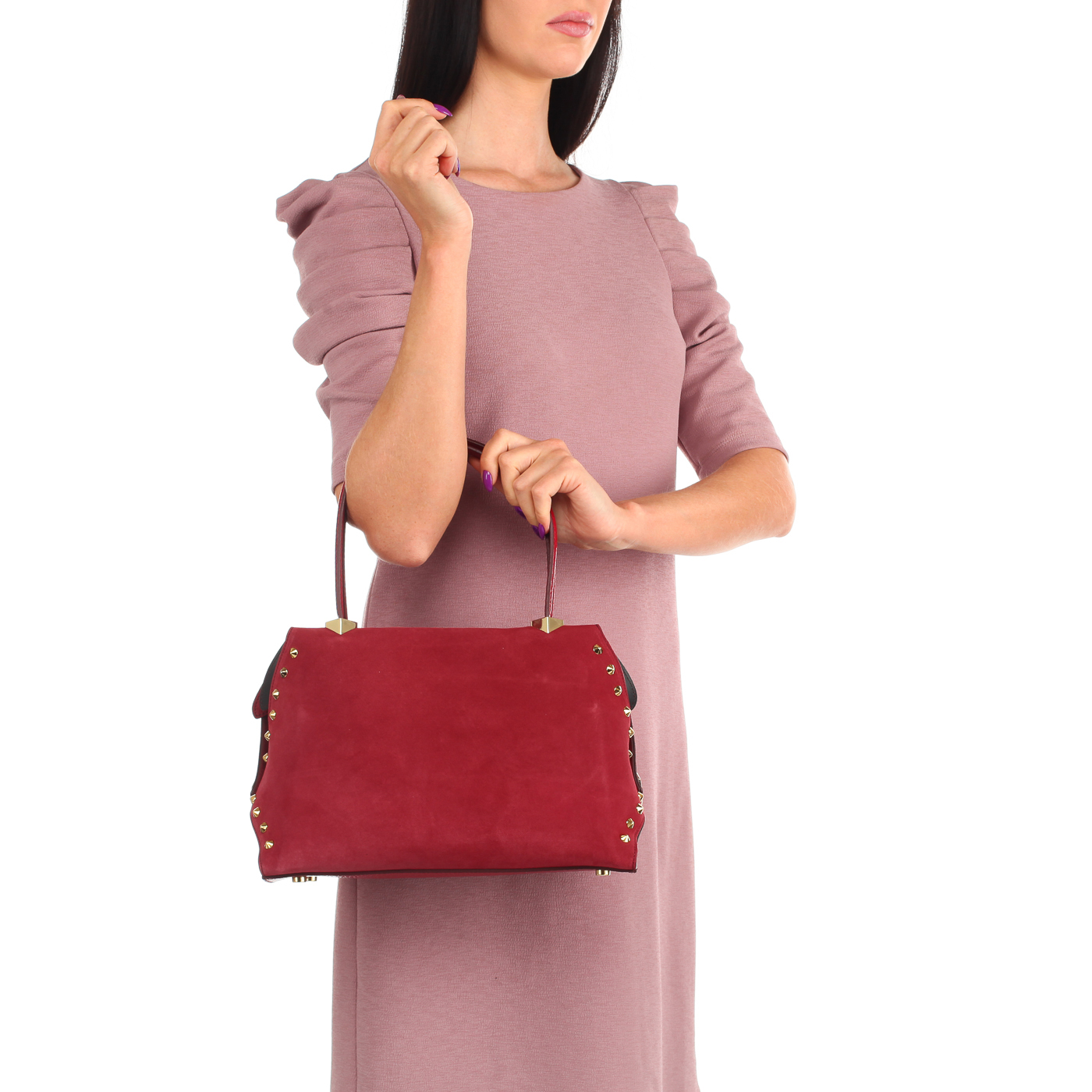 Комбинированная красная сумка Carlo Salvatelli Camoscio