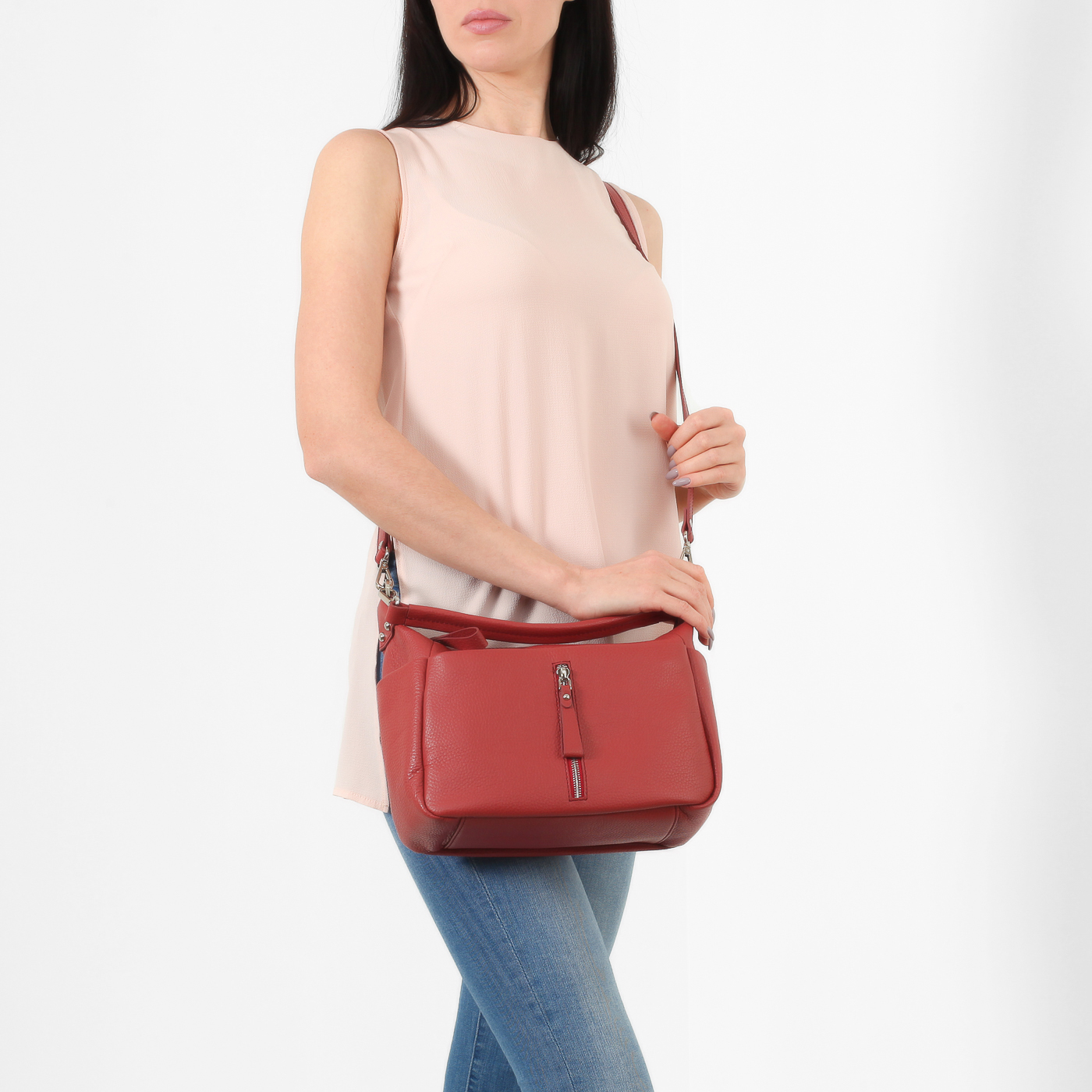 Красная кожаная сумка Chatte Marseille