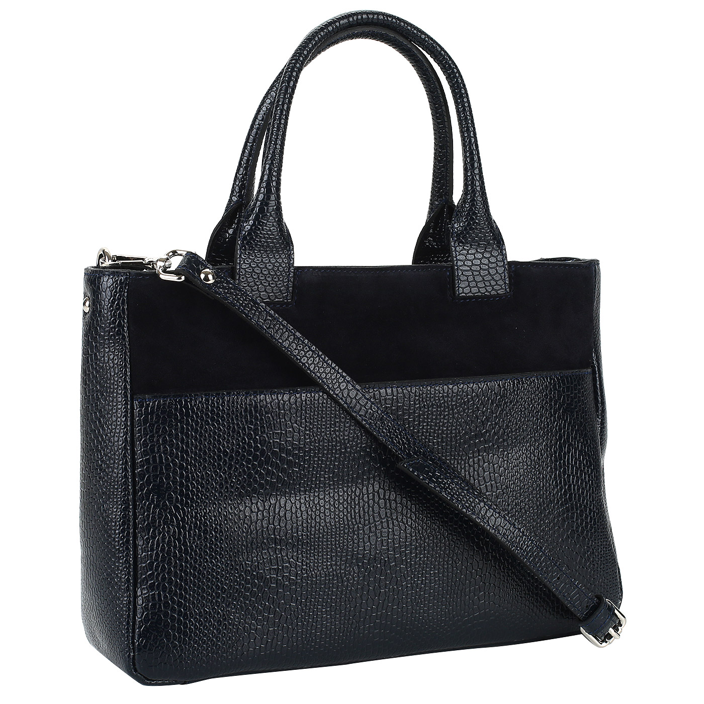 Синяя кожаная сумка Chatte 