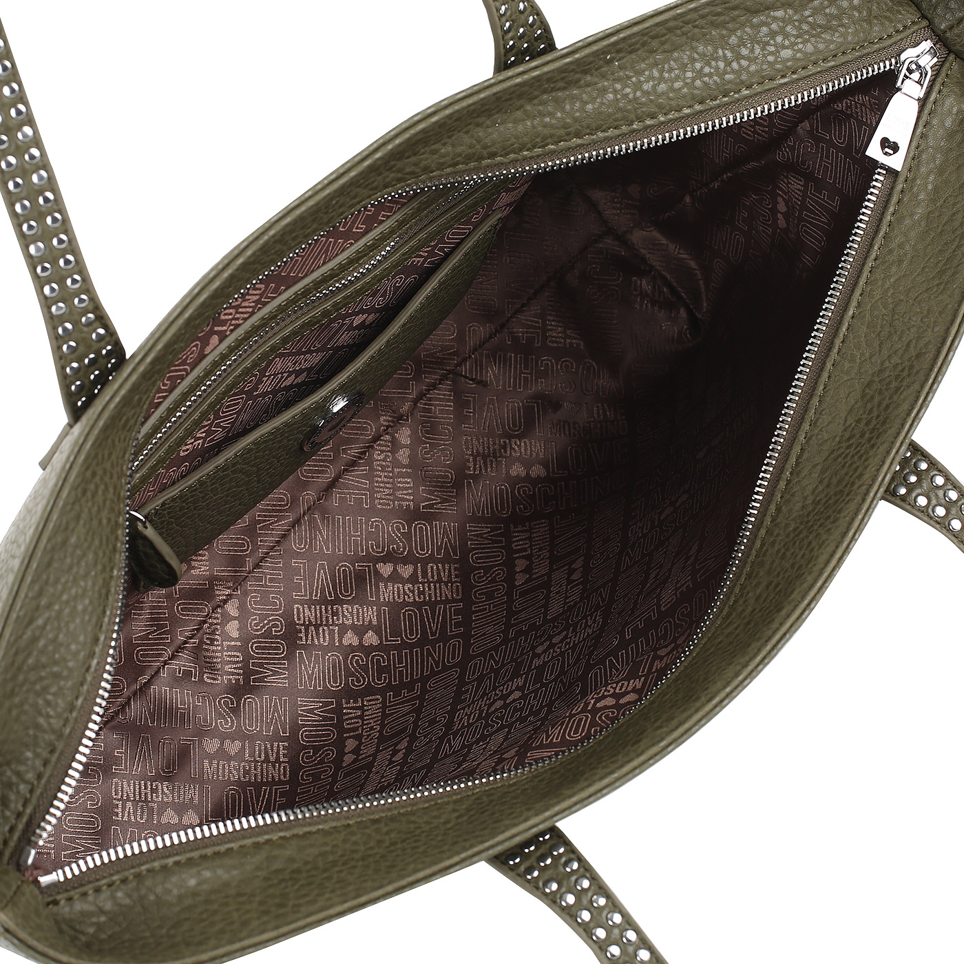 Вместительная сумка с длинными ручками Love Moschino Love Studs