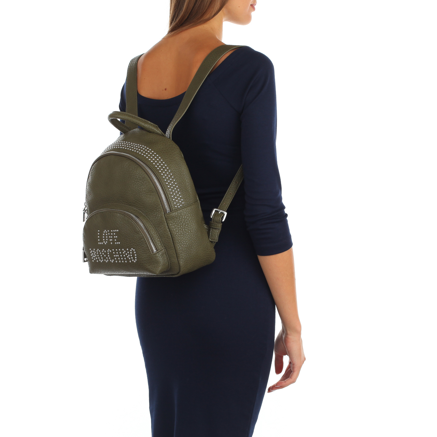 Рюкзак с двойной молнией Love Moschino Love Studs