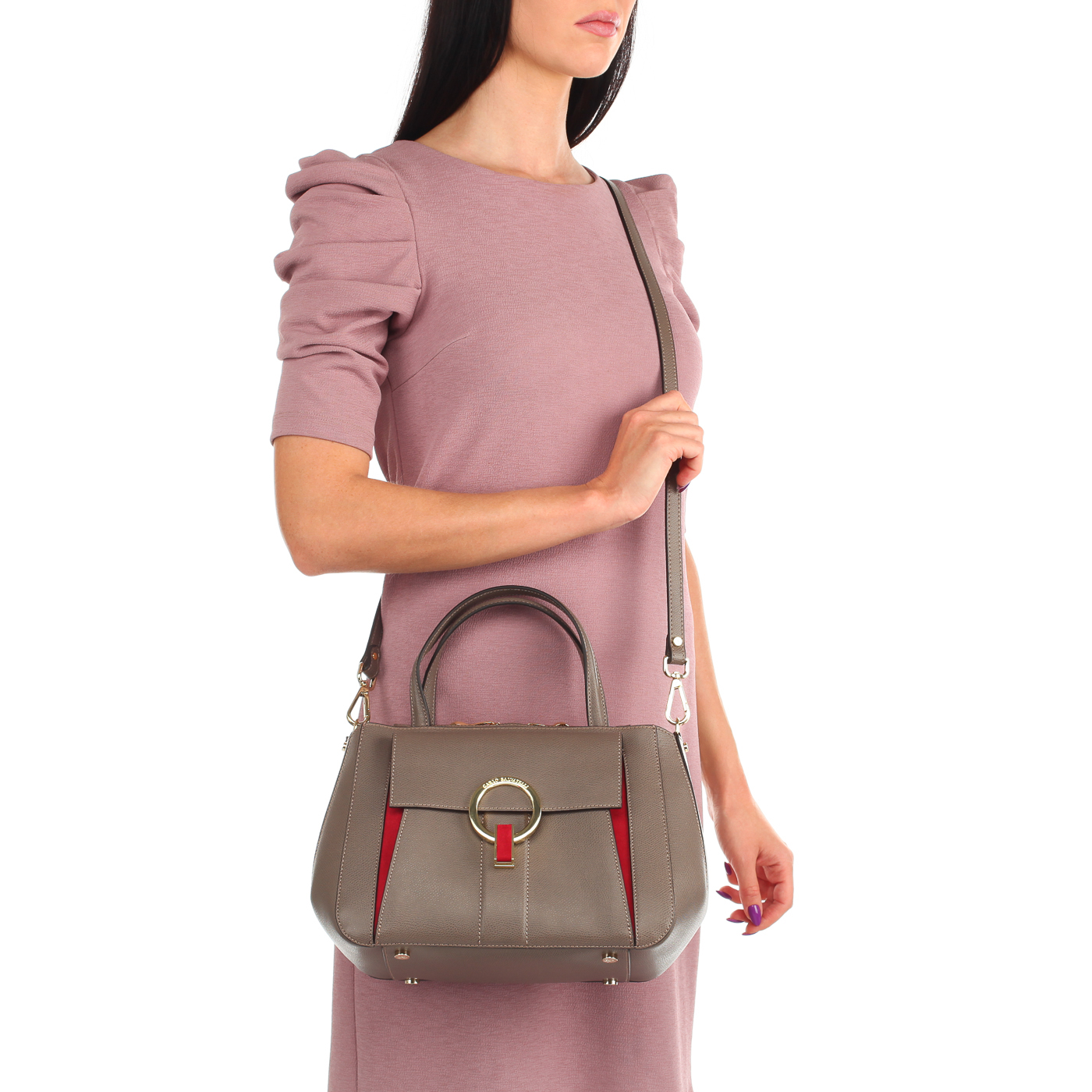 Кожаная сумка с замшевыми вставками Carlo Salvatelli Lord