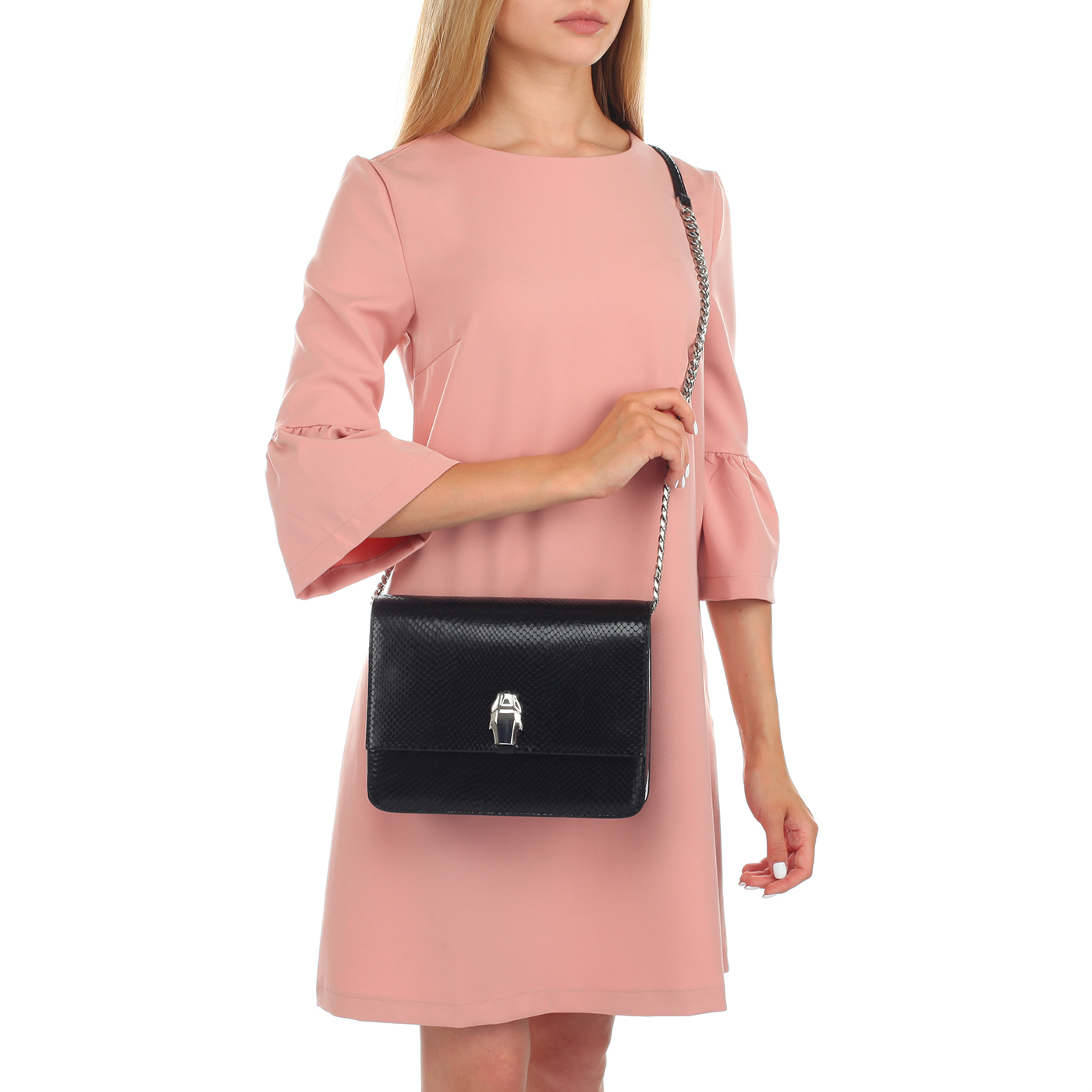 Женская сумочка с отделкой под кожу питона Cavalli Class Milano Rmx