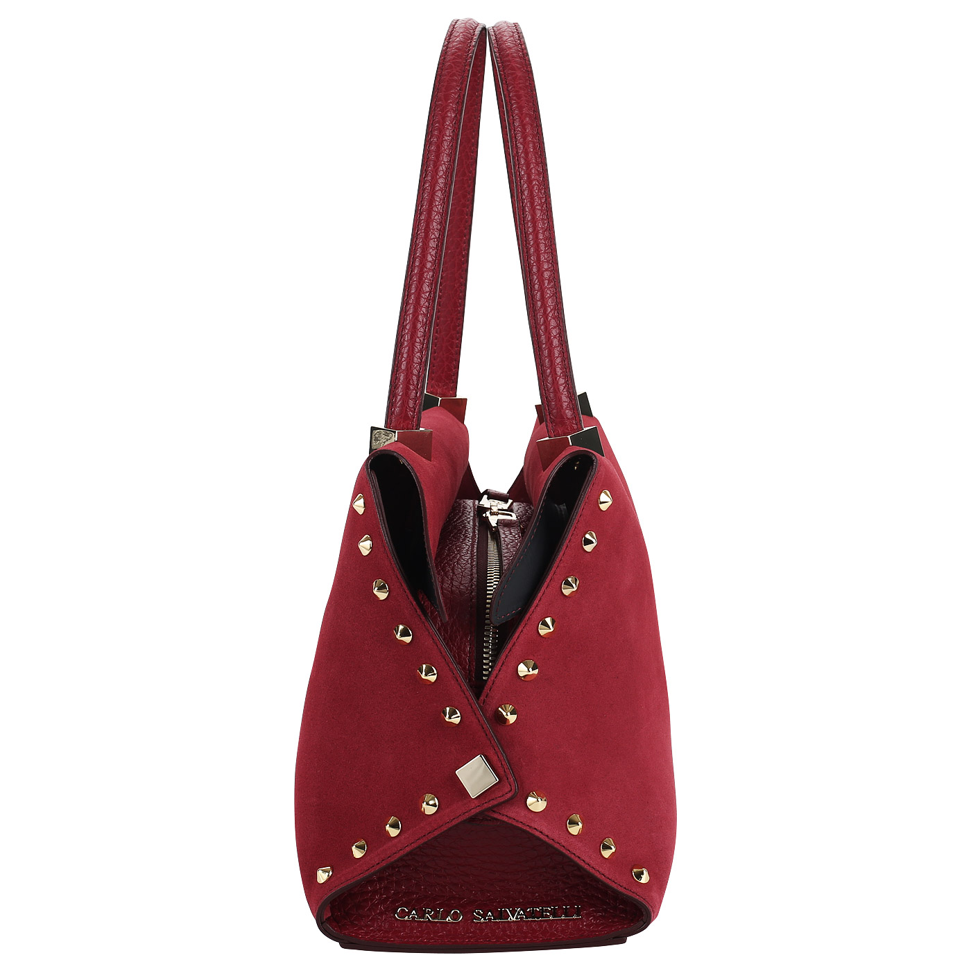 Комбинированная красная сумка Carlo Salvatelli Camoscio