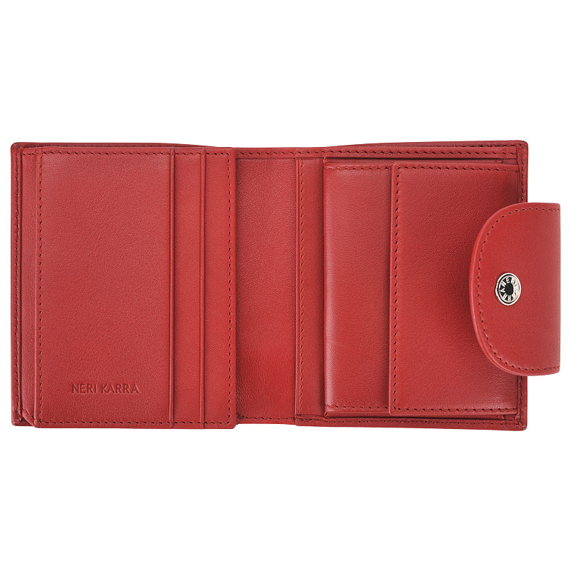 Красное кожаное портмоне Neri Karra 