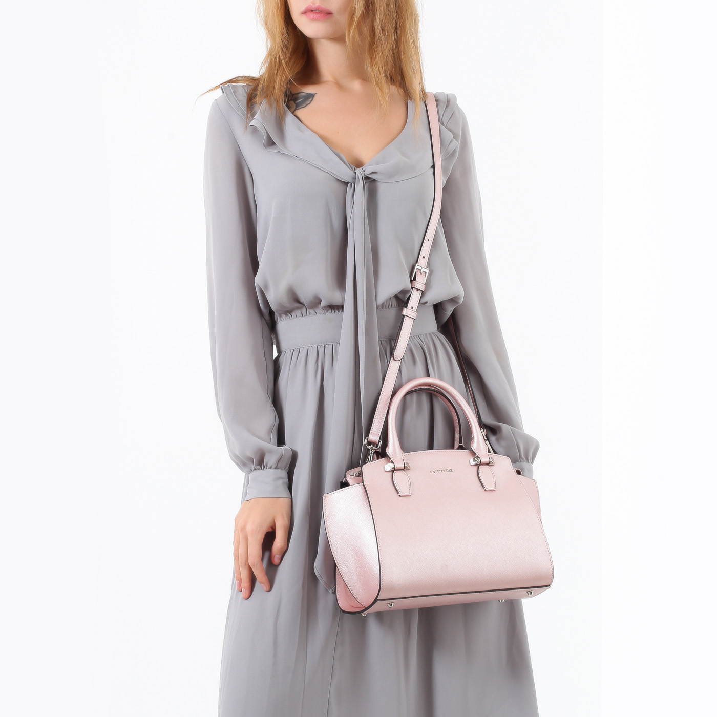 Сумка-трапеция из сафьяна Cromia Perla