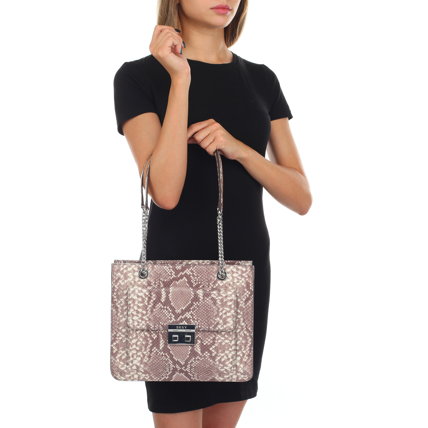 Сумка с отделкой под кожу питона DKNY Ann