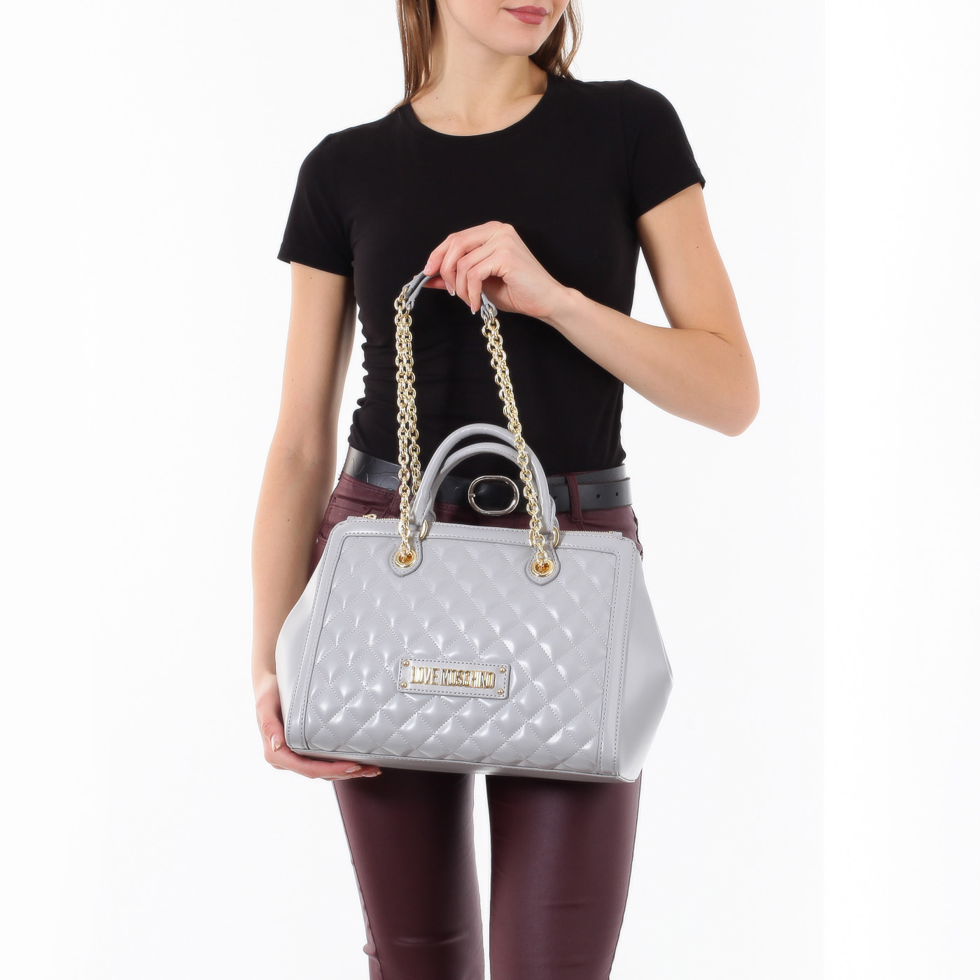 Стеганая сумка с тремя отделами Love Moschino New Quilted