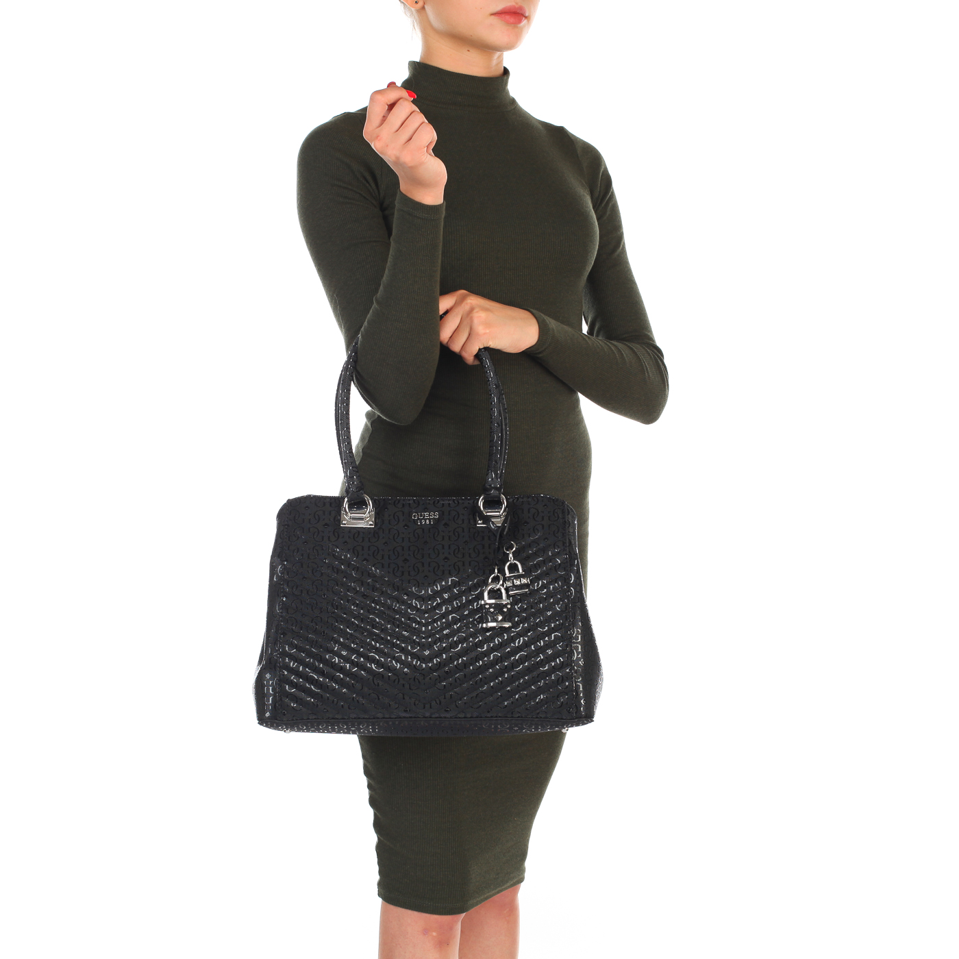 Вместительная стеганая сумка с тремя отделами Guess Halley