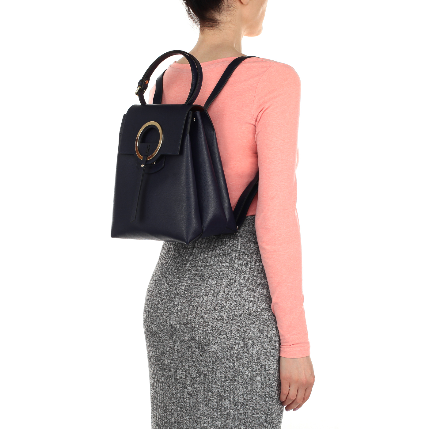 Кожаный женский рюкзак синего цвета Carlo Salvatelli Lord