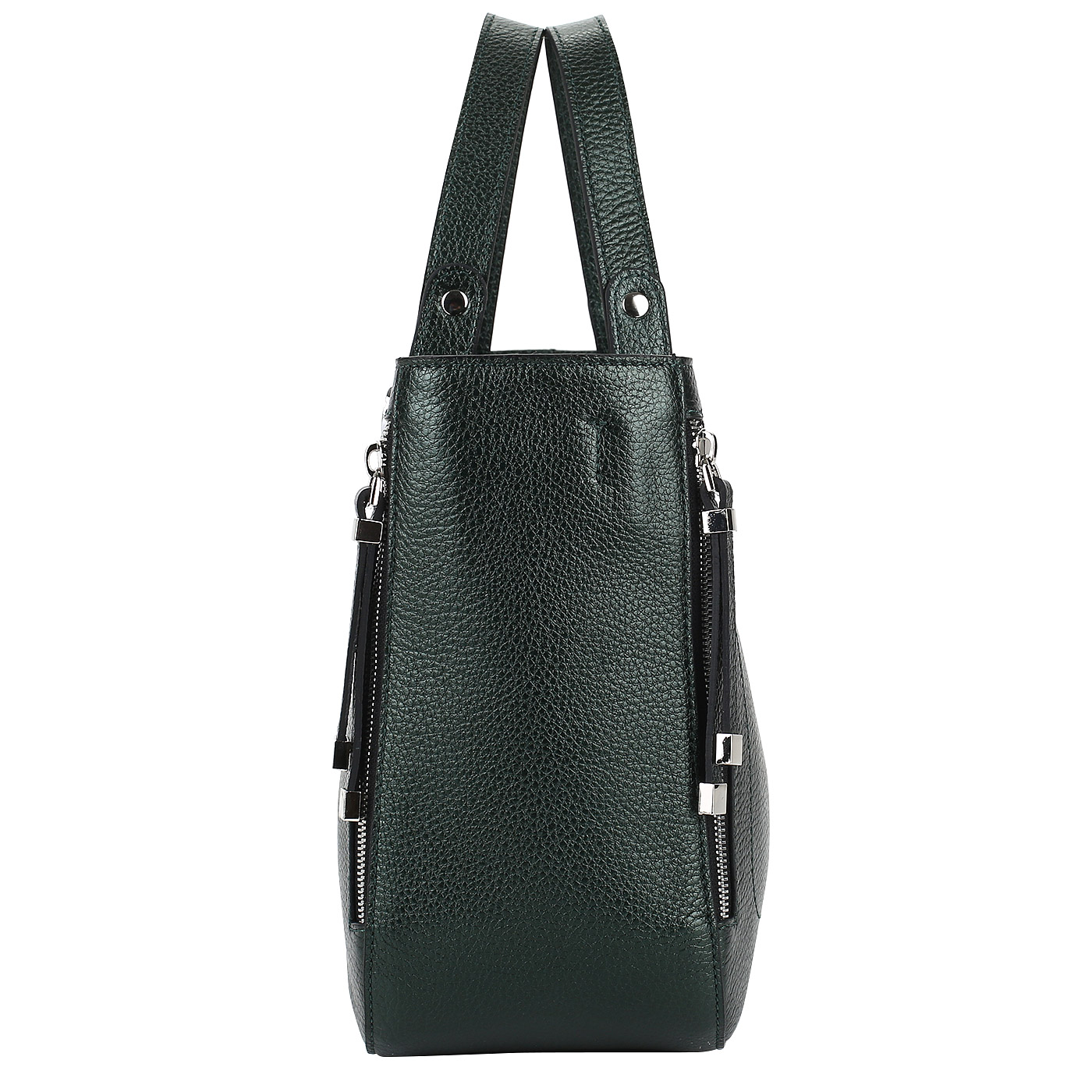 Зеленая кожаная сумка на молнии Chatte 