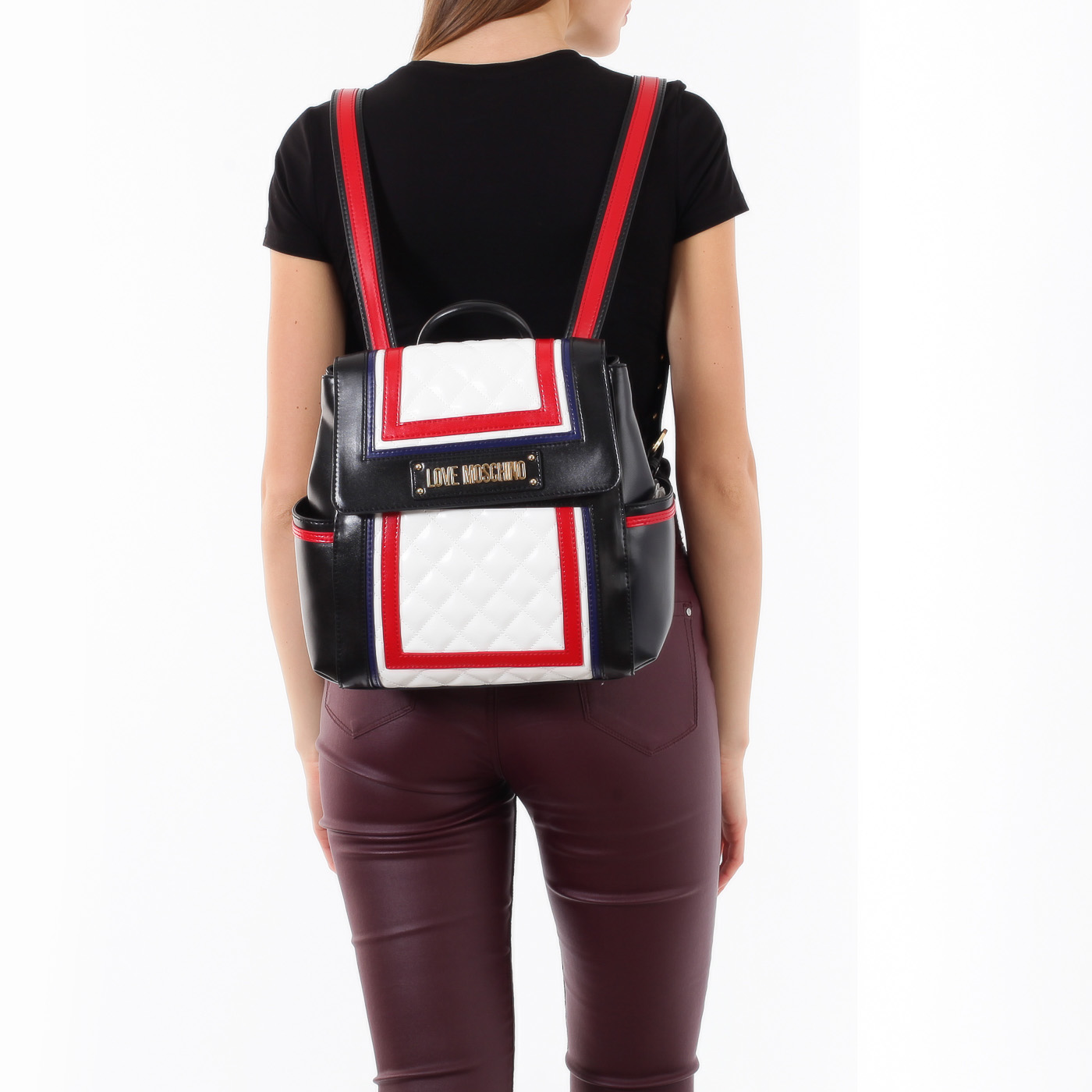 Рюкзак с откидным клапаном Love Moschino Striped Quilted