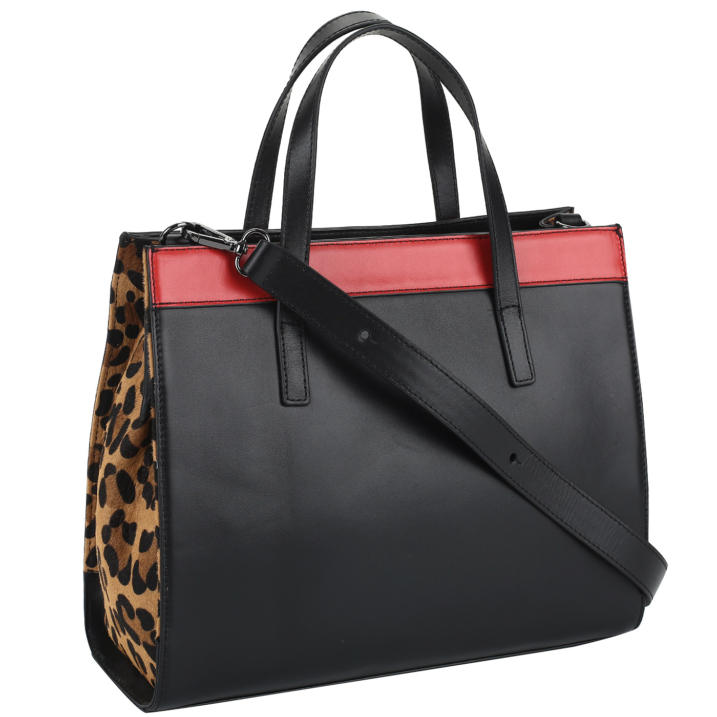 Кожаная сумка с двумя отделами Love Moschino Animal block