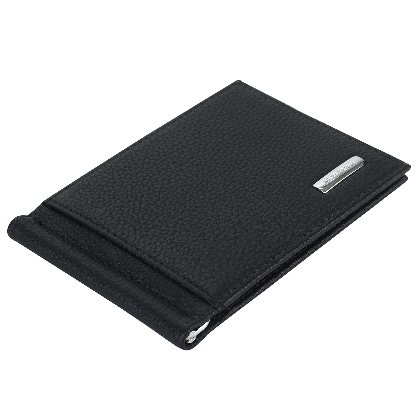 Зажим для купюр из черной кожи Neri Karra 