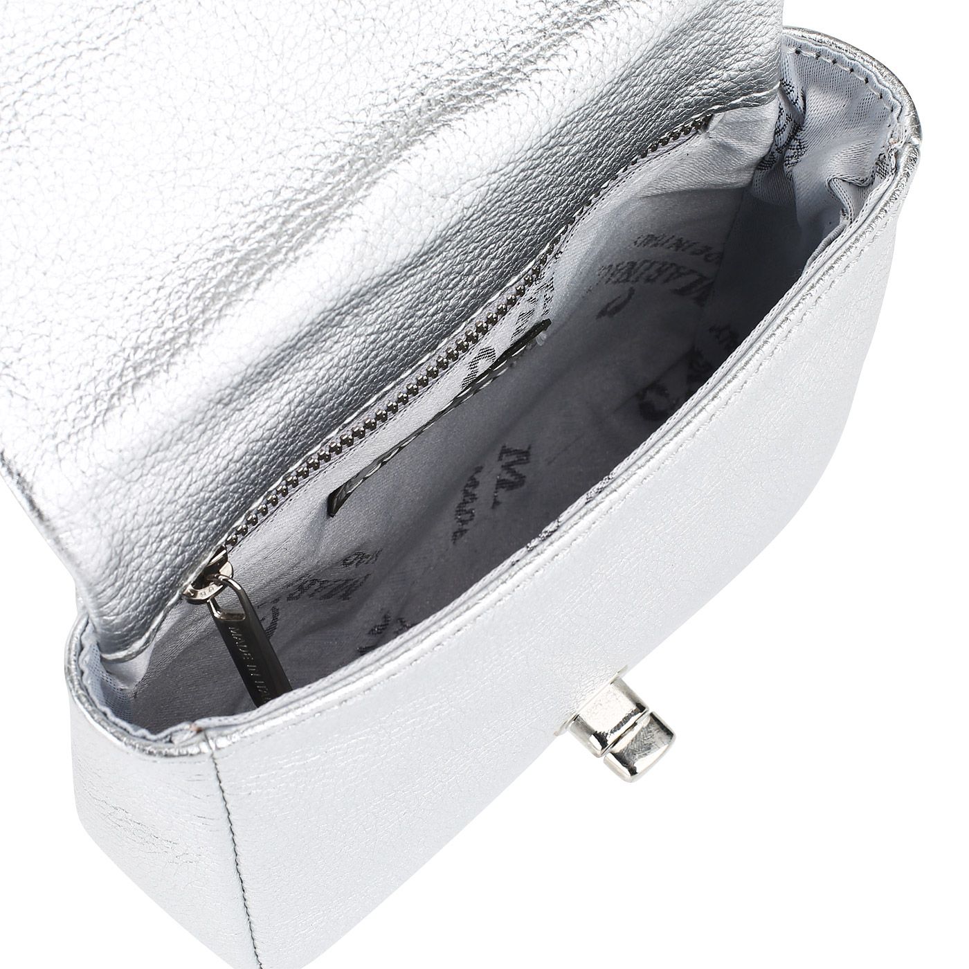 Поясная сумочка из серебристой кожи Marina Creazioni 