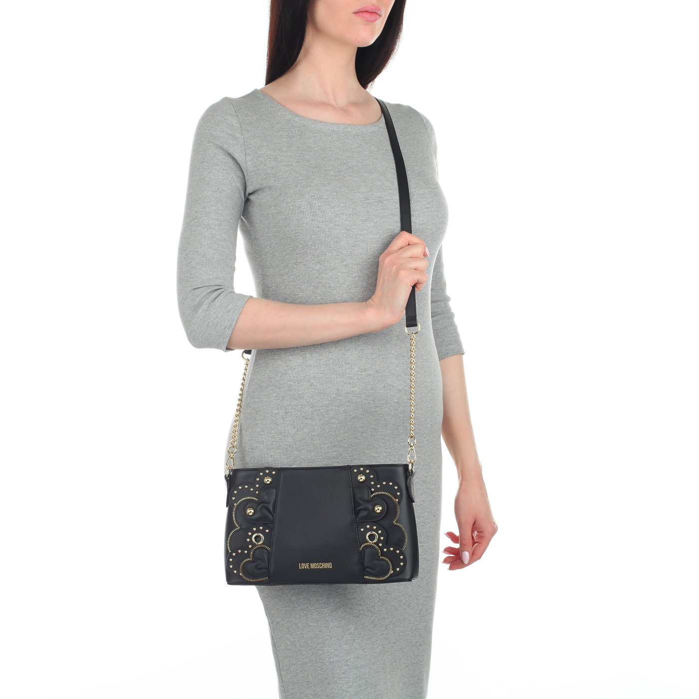 Женская сумочка из черной кожи Love Moschino Heart Rouge