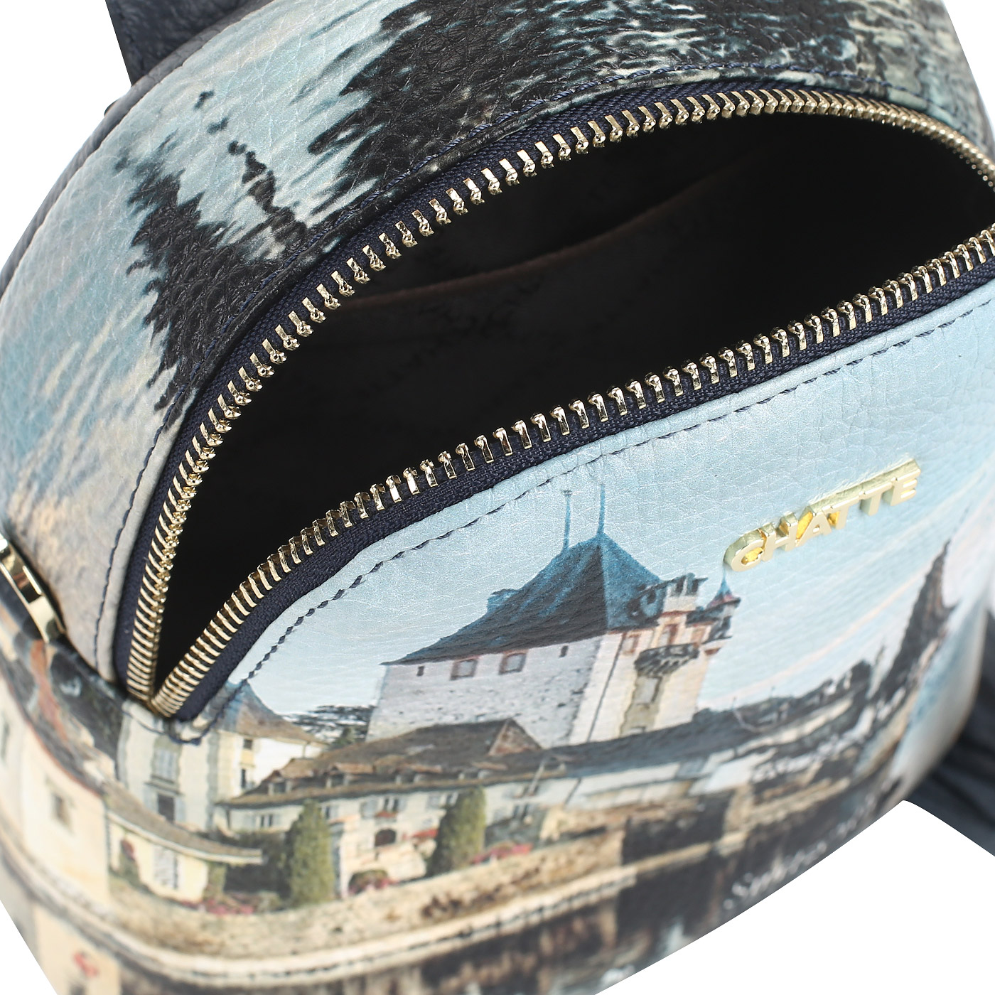 Маленький кожаный рюкзачок с принтом Chatte 