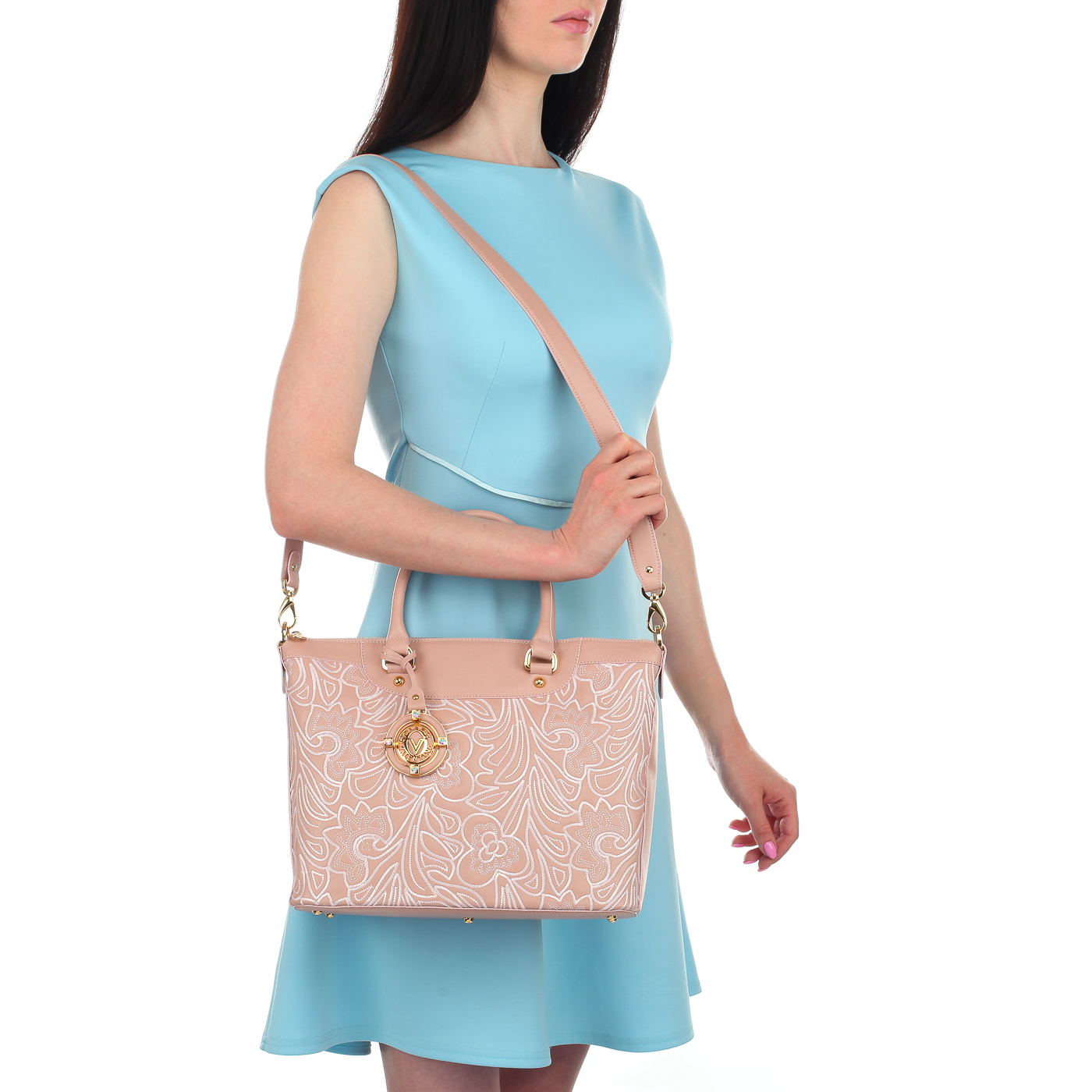 Женская кожаная сумка с вышивкой Valentino Orlandi Dafne