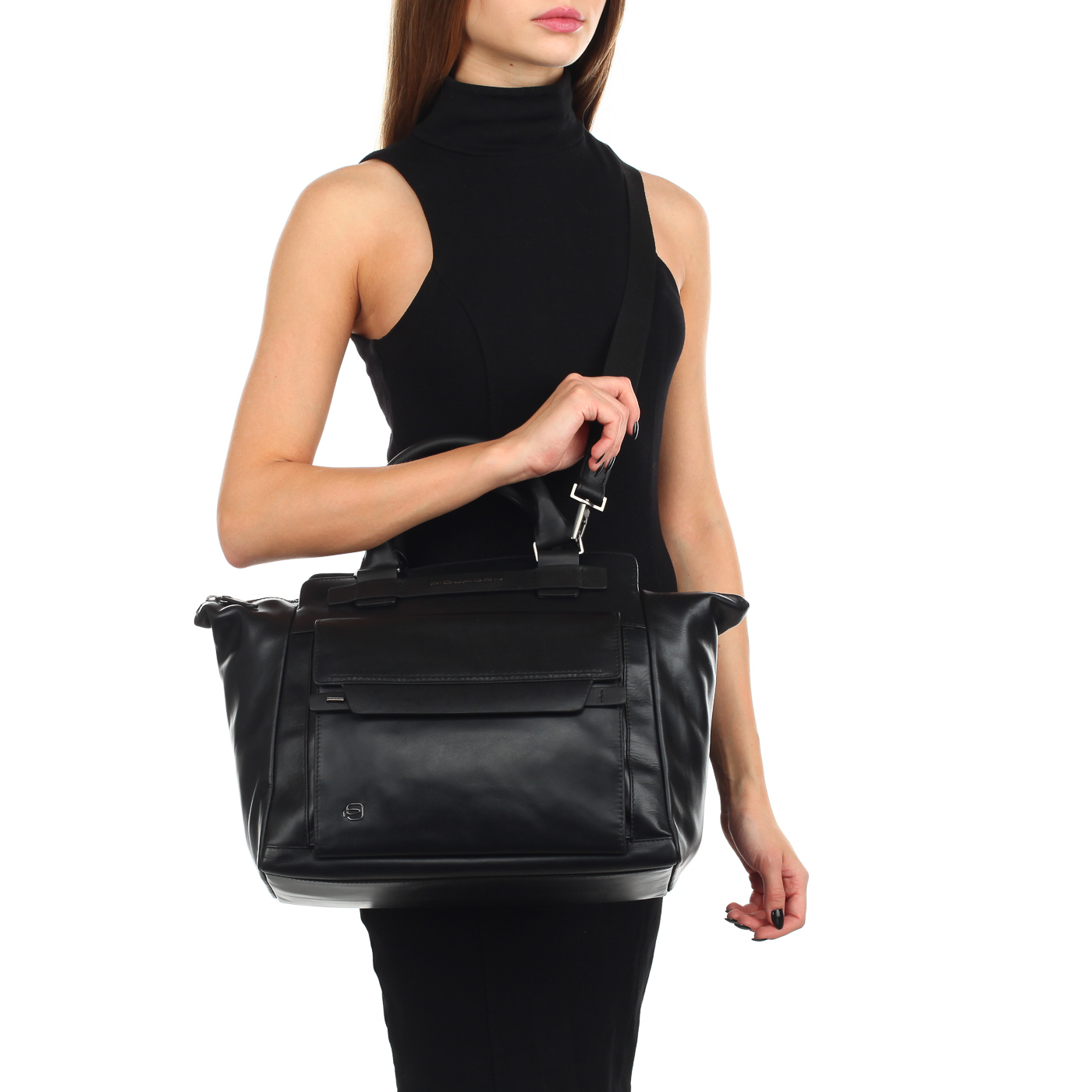 Кожаная сумка с тремя отделами Piquadro Cube