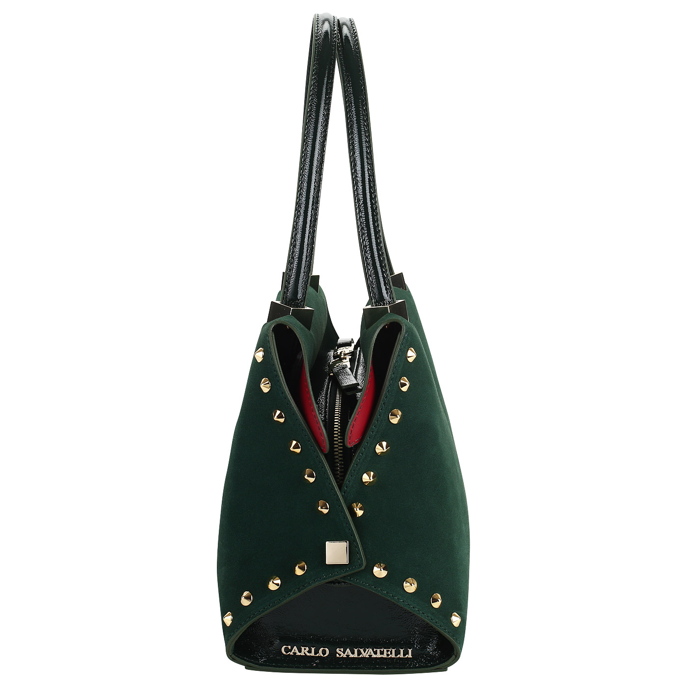 Сумка из кожи и замши на молнии Carlo Salvatelli Camoscio