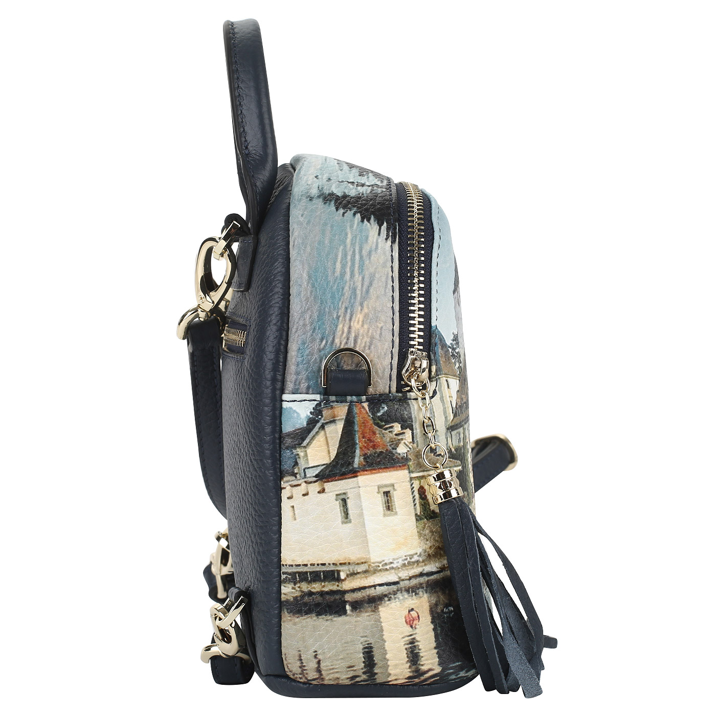 Маленький кожаный рюкзачок с принтом Chatte 