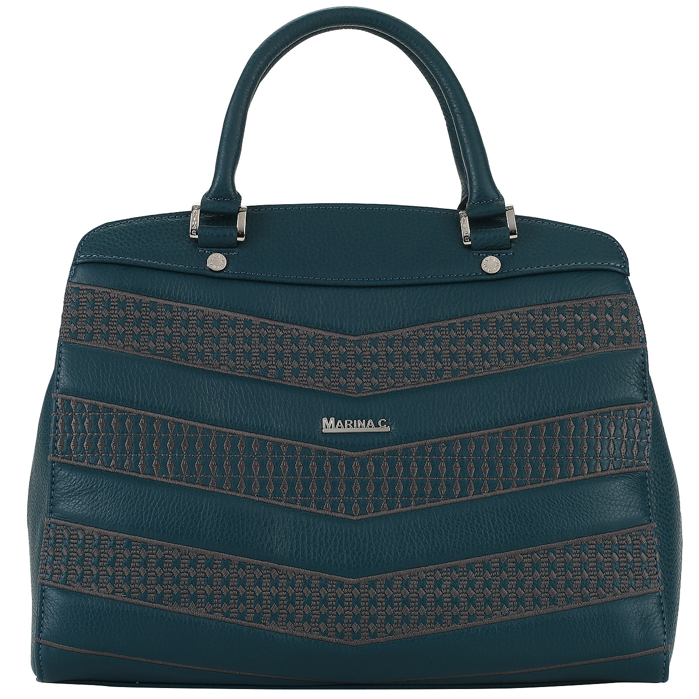 Marina Creazioni Кожаная сумка с вышивкой