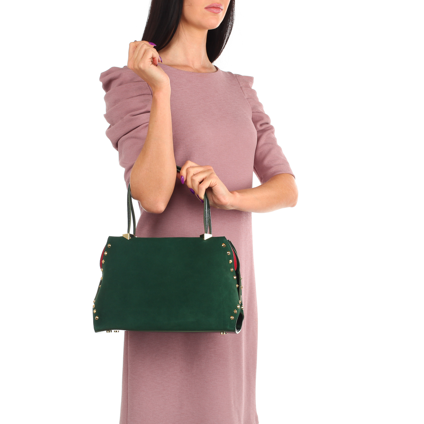 Сумка из кожи и замши на молнии Carlo Salvatelli Camoscio