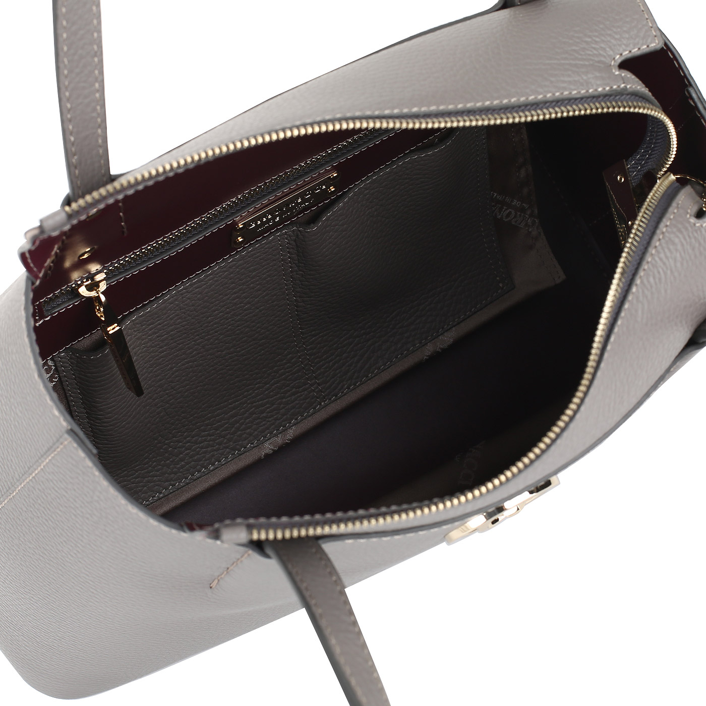 Серая кожаная сумка на молнии Gironacci 