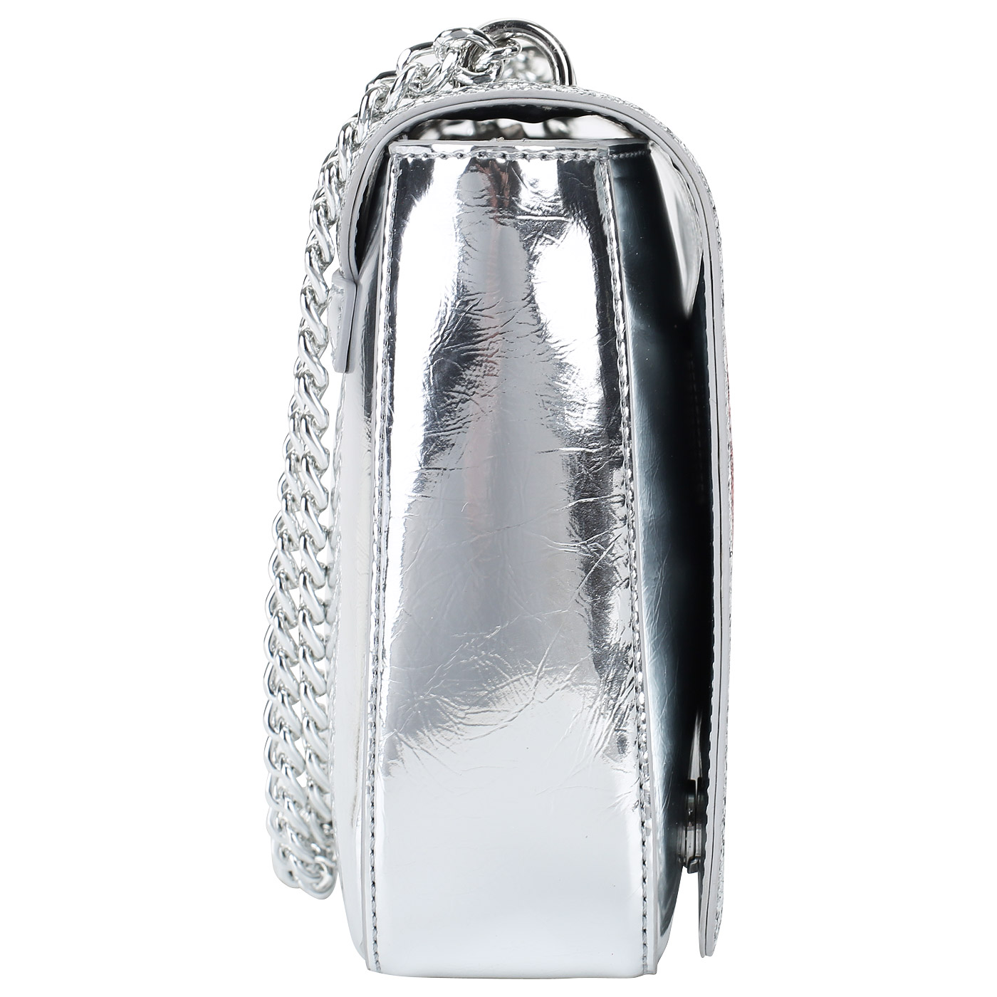 Серебристая женская сумочка с глиттером Love Moschino Sparkling