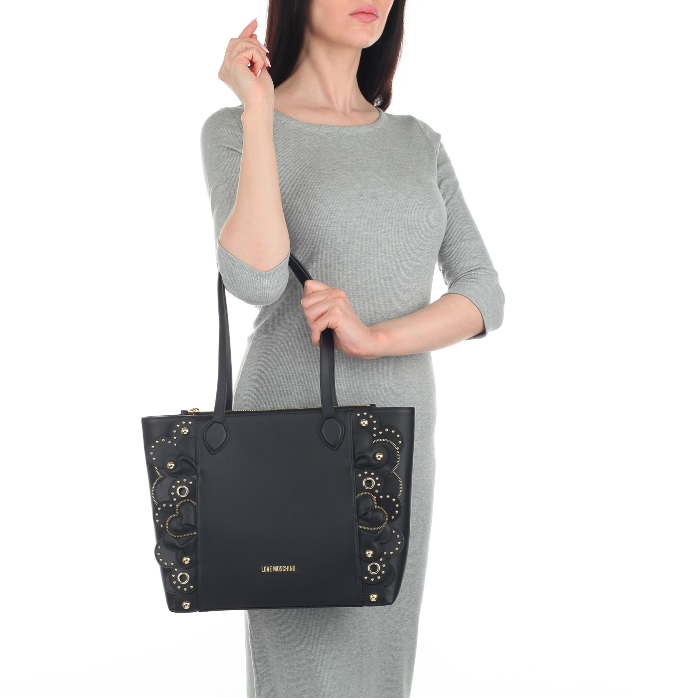 Черная женская сумка-тоут Love Moschino Heart Rouge